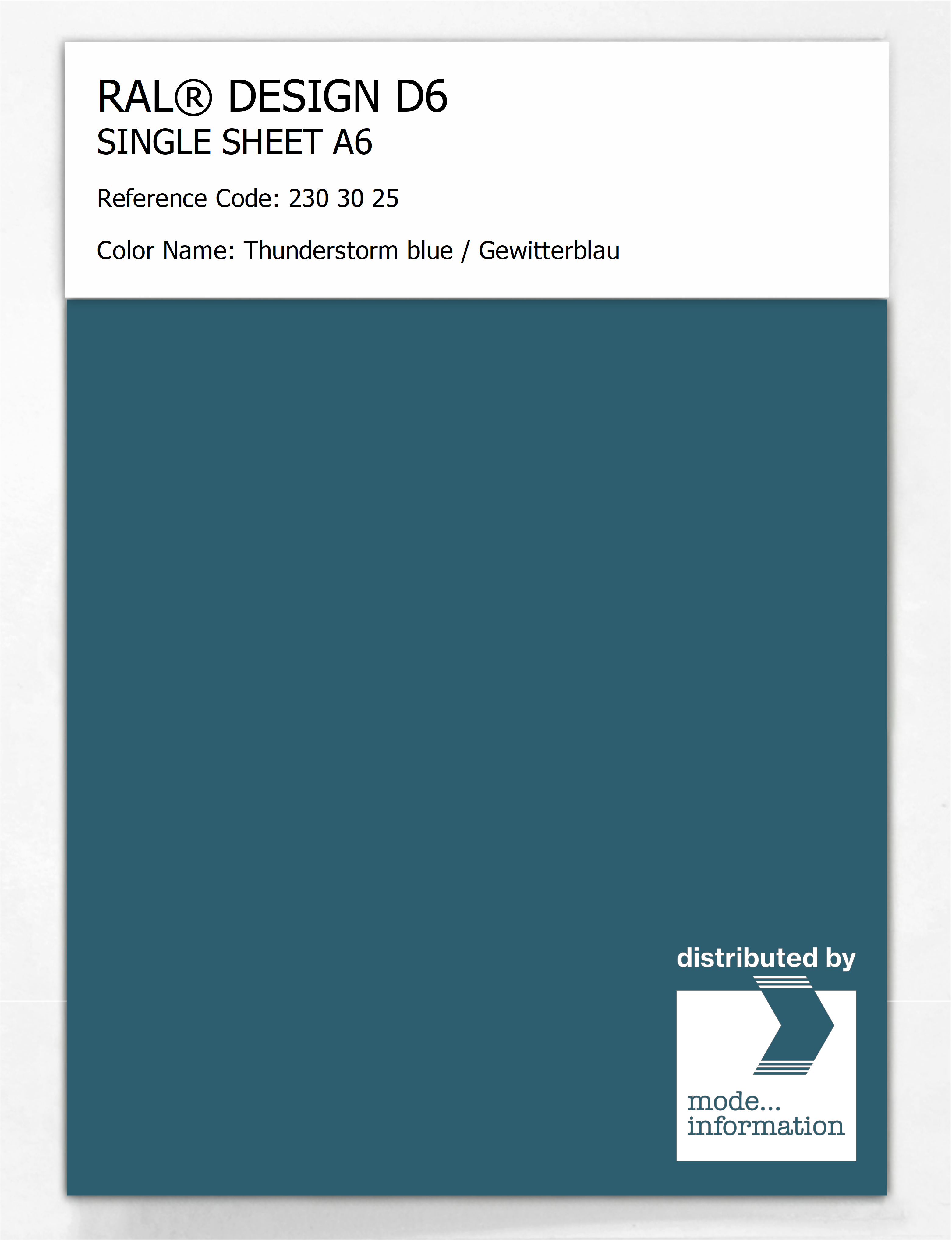 Product image 1 of the product “RAL® DESIGN D6 SINGLE SHEET A6 230 30 25 Thunderstorm blue / Gewitterblau ”