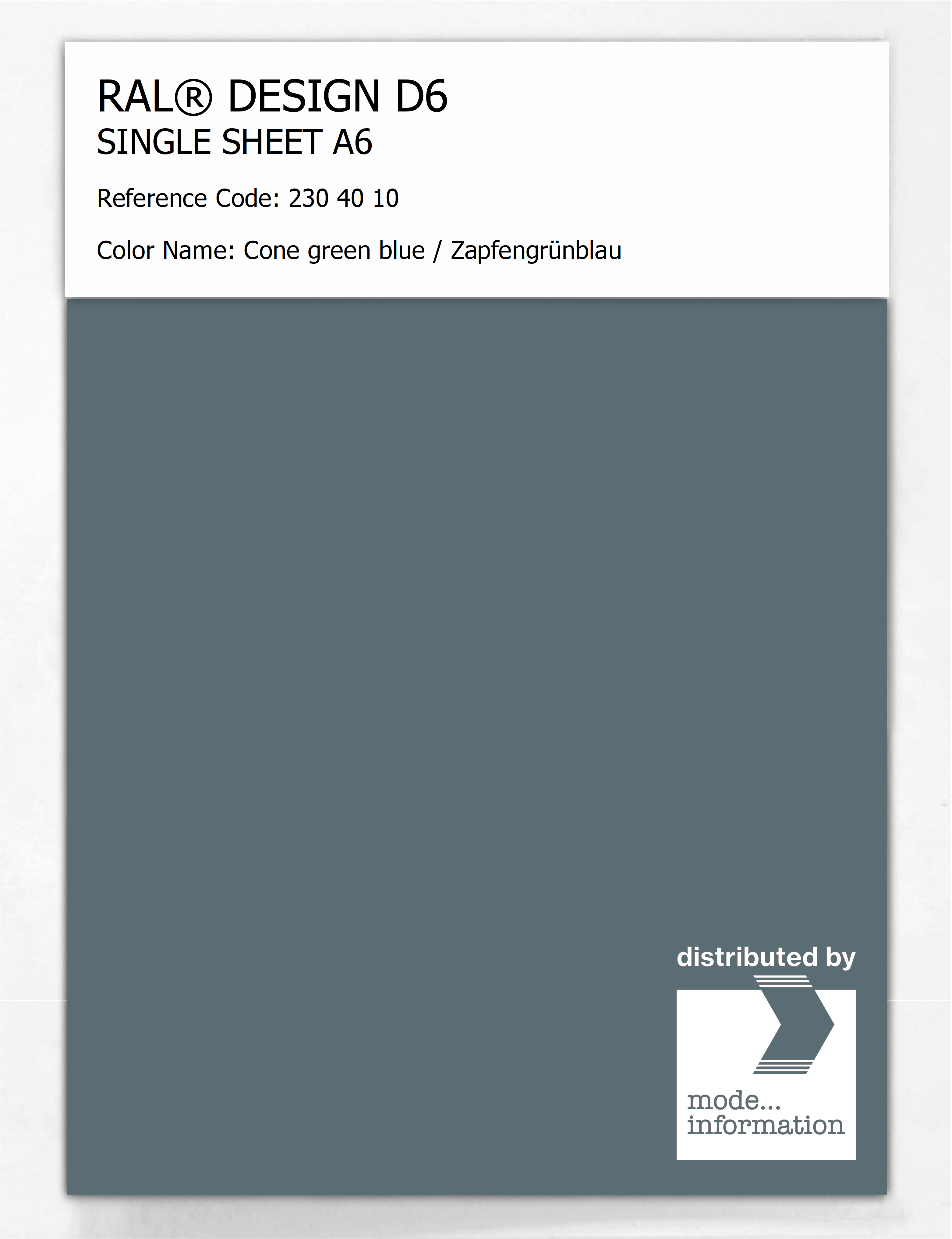 Artikelbild 1 des Artikels “RAL® DESIGN D6 SINGLE SHEET A6 230 40 10 Cone green blue / Zapfengrünblau “