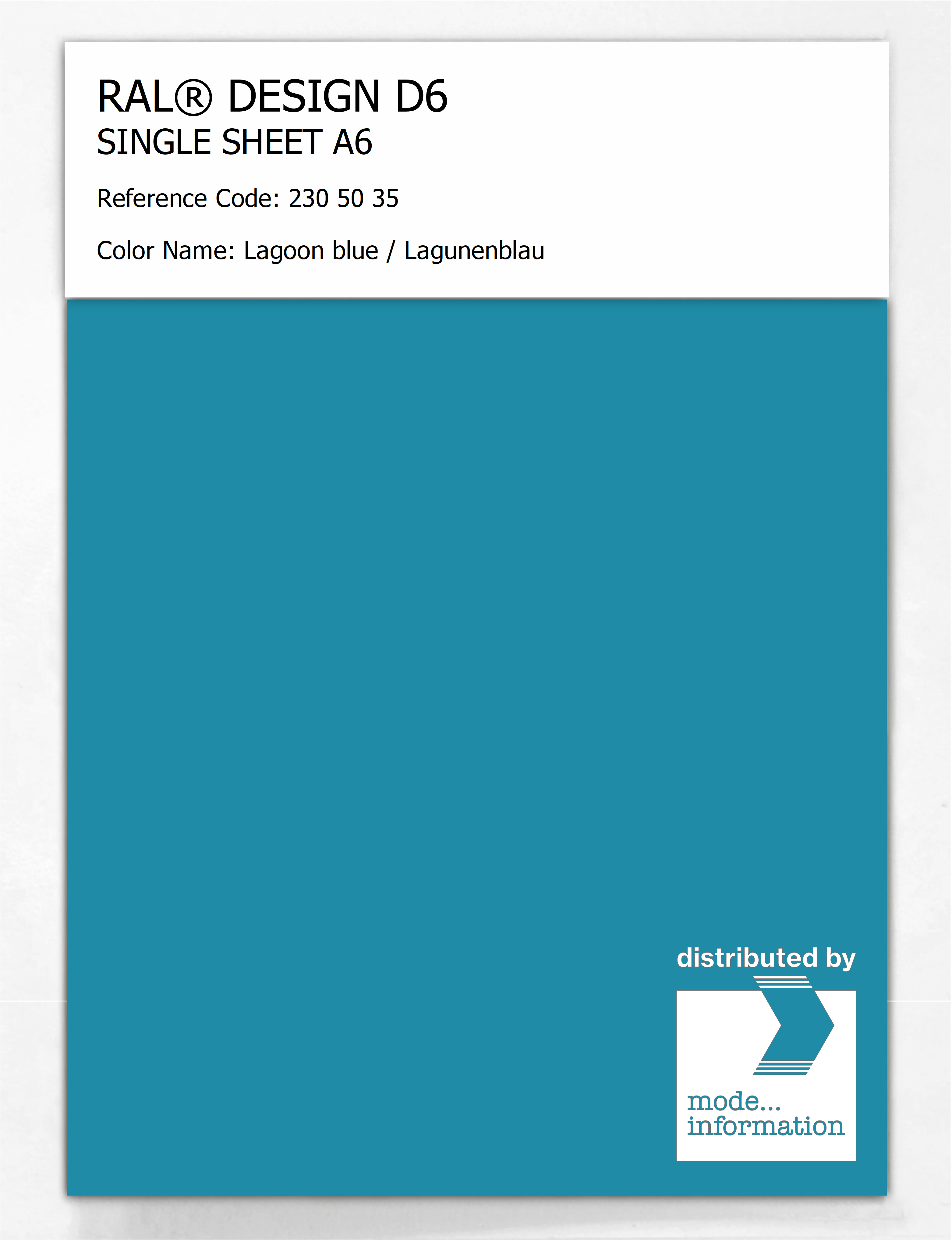 Artikelbild 1 des Artikels “RAL® DESIGN D6 SINGLE SHEET A6 230 50 35 Lagoon blue / Lagunenblau “