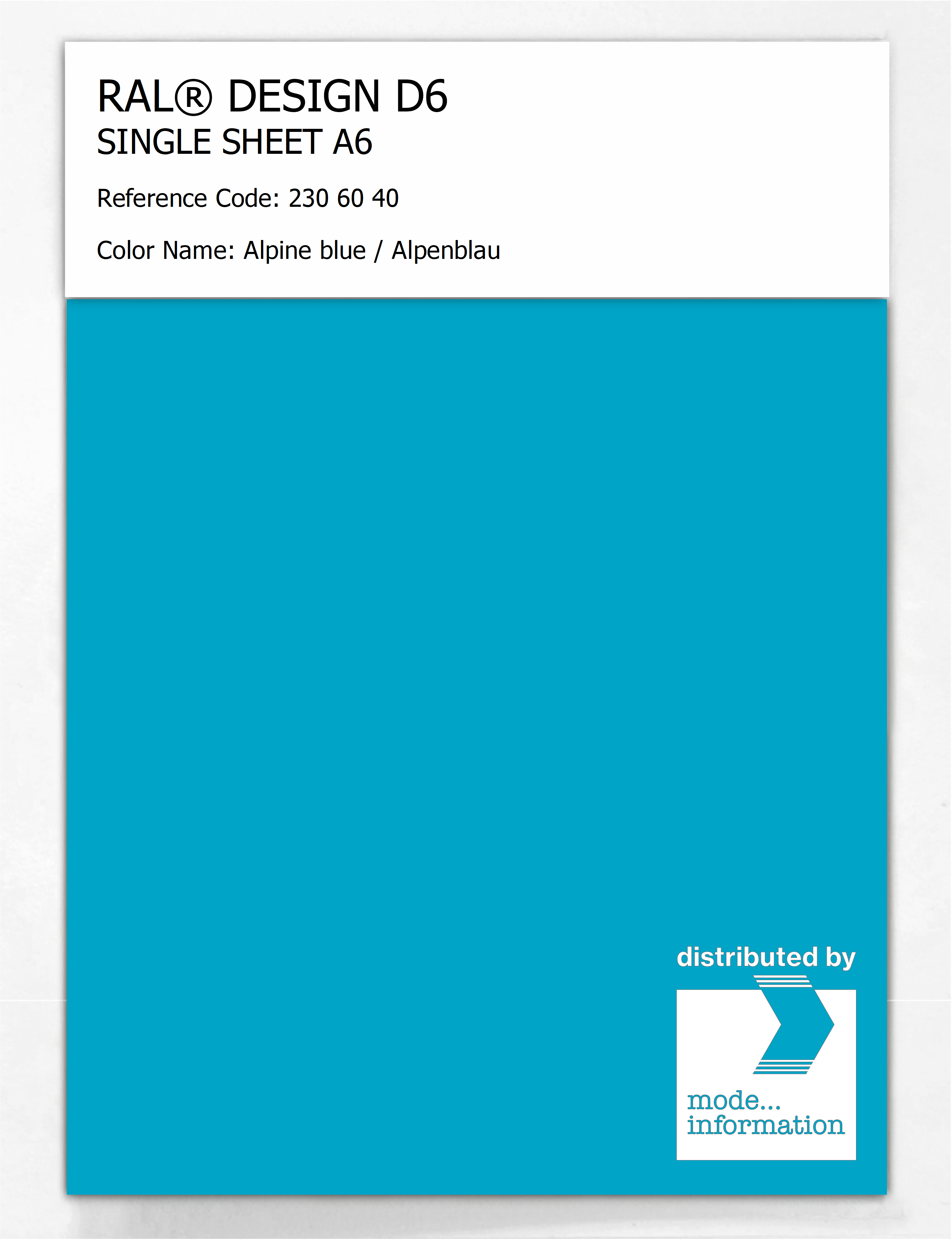 Artikelbild 1 des Artikels “RAL® DESIGN D6 SINGLE SHEET A6 230 60 40 Alpine blue / Alpenblau “