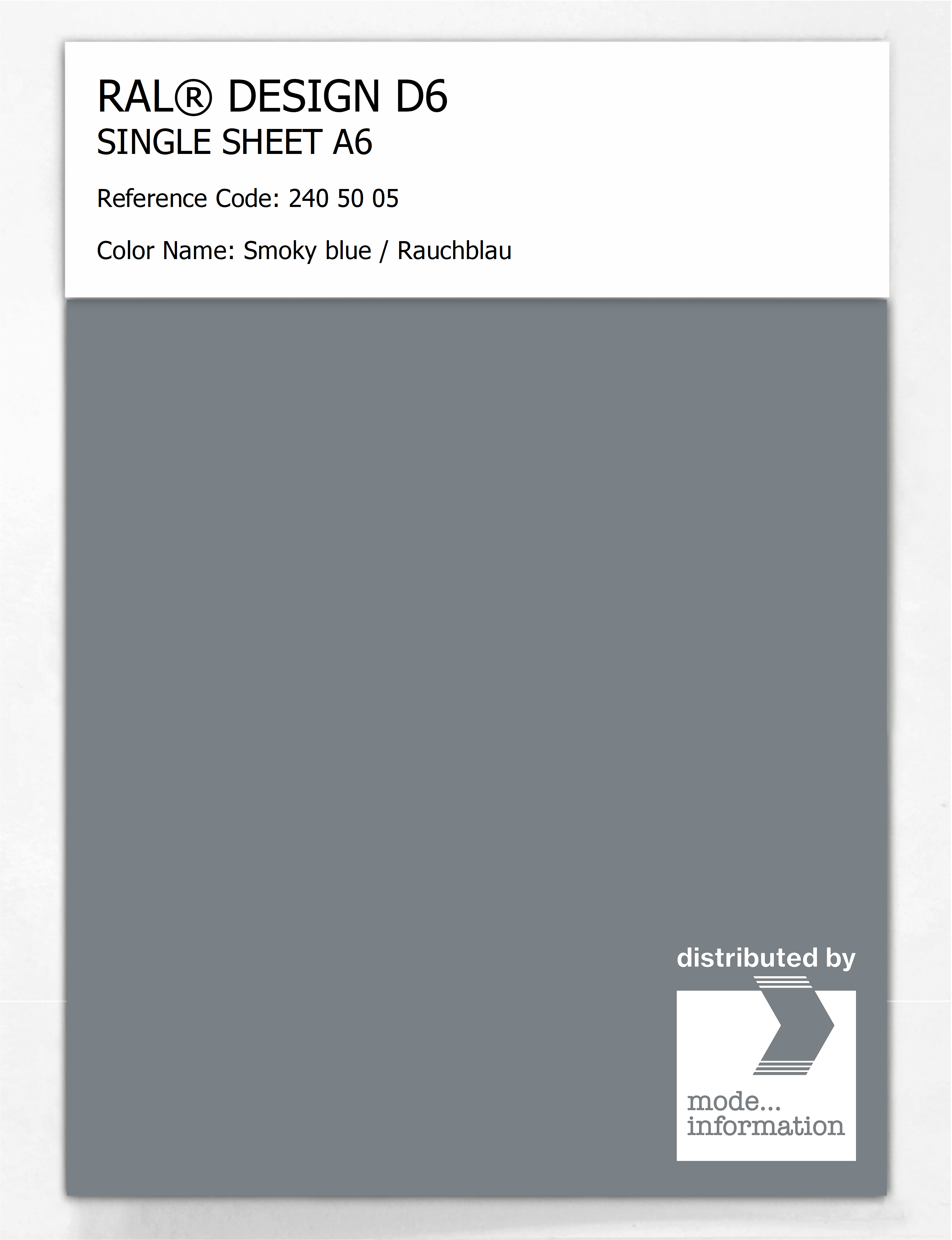 Artikelbild 1 des Artikels “RAL® DESIGN D6 SINGLE SHEET A6 240 50 05 Smoky blue / Rauchblau “
