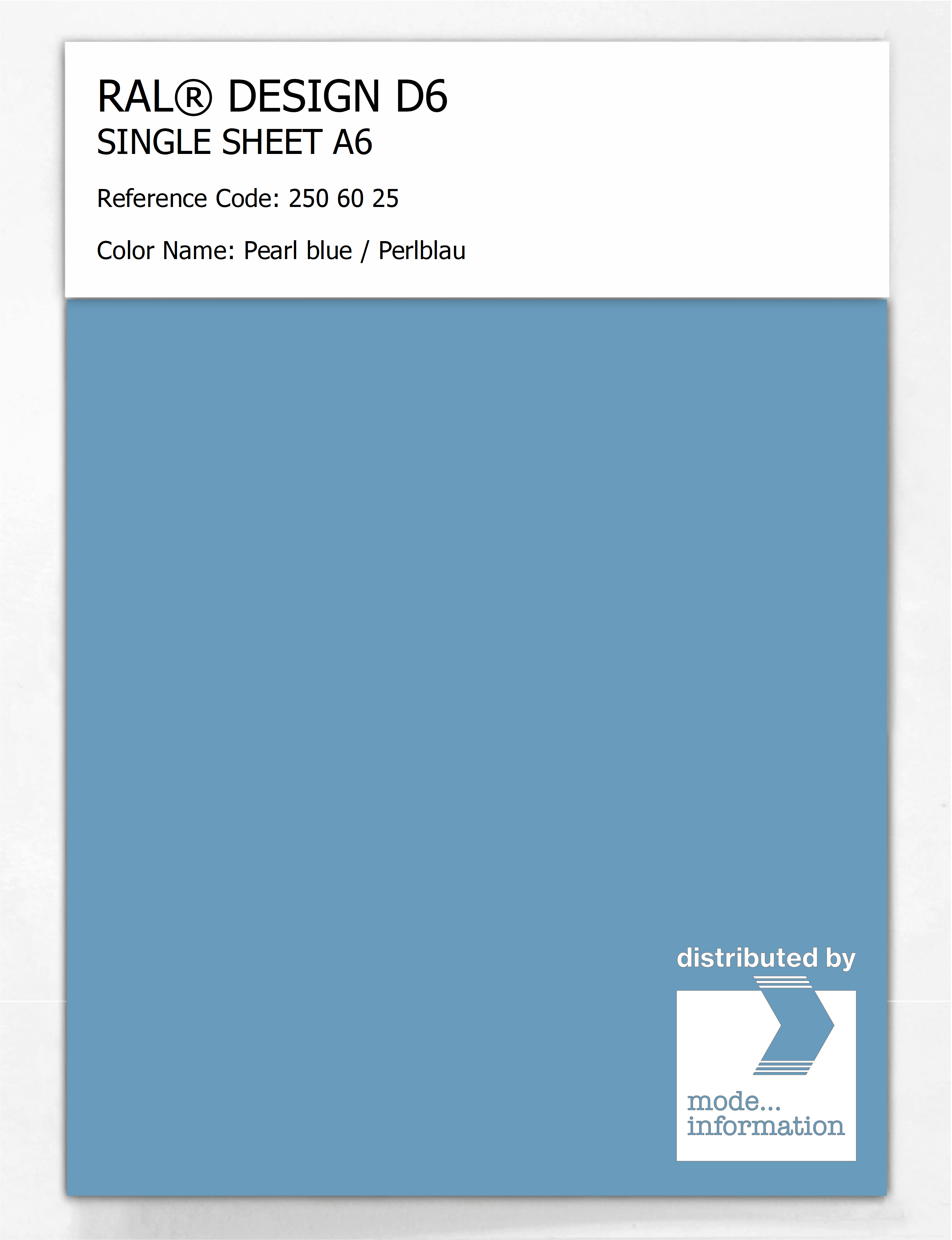 Artikelbild 1 des Artikels “RAL® DESIGN D6 SINGLE SHEET A6 250 60 25 Pearl blue / Perlblau “