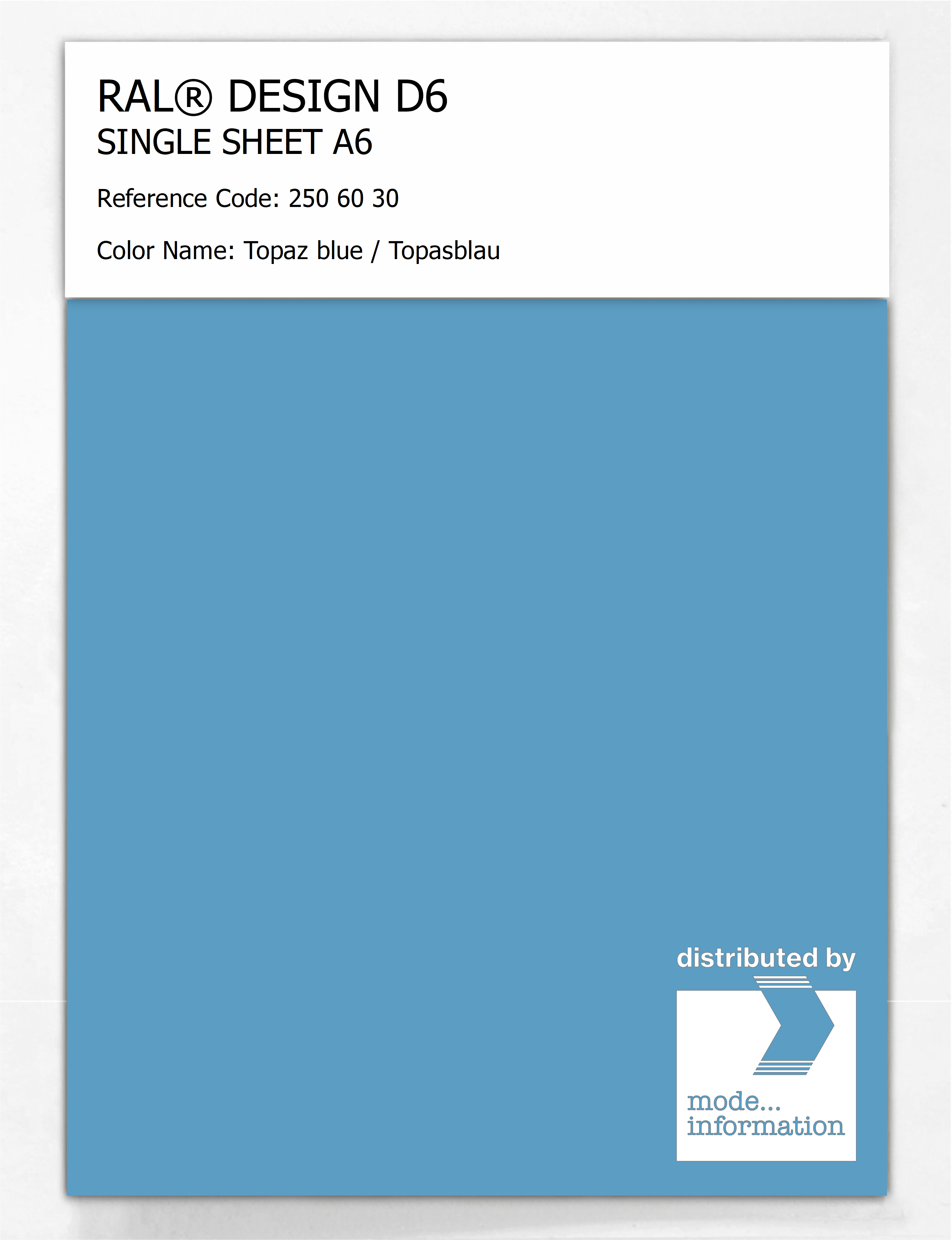 Artikelbild 1 des Artikels “RAL® DESIGN D6 SINGLE SHEET A6 250 60 30 Topaz blue / Topasblau “