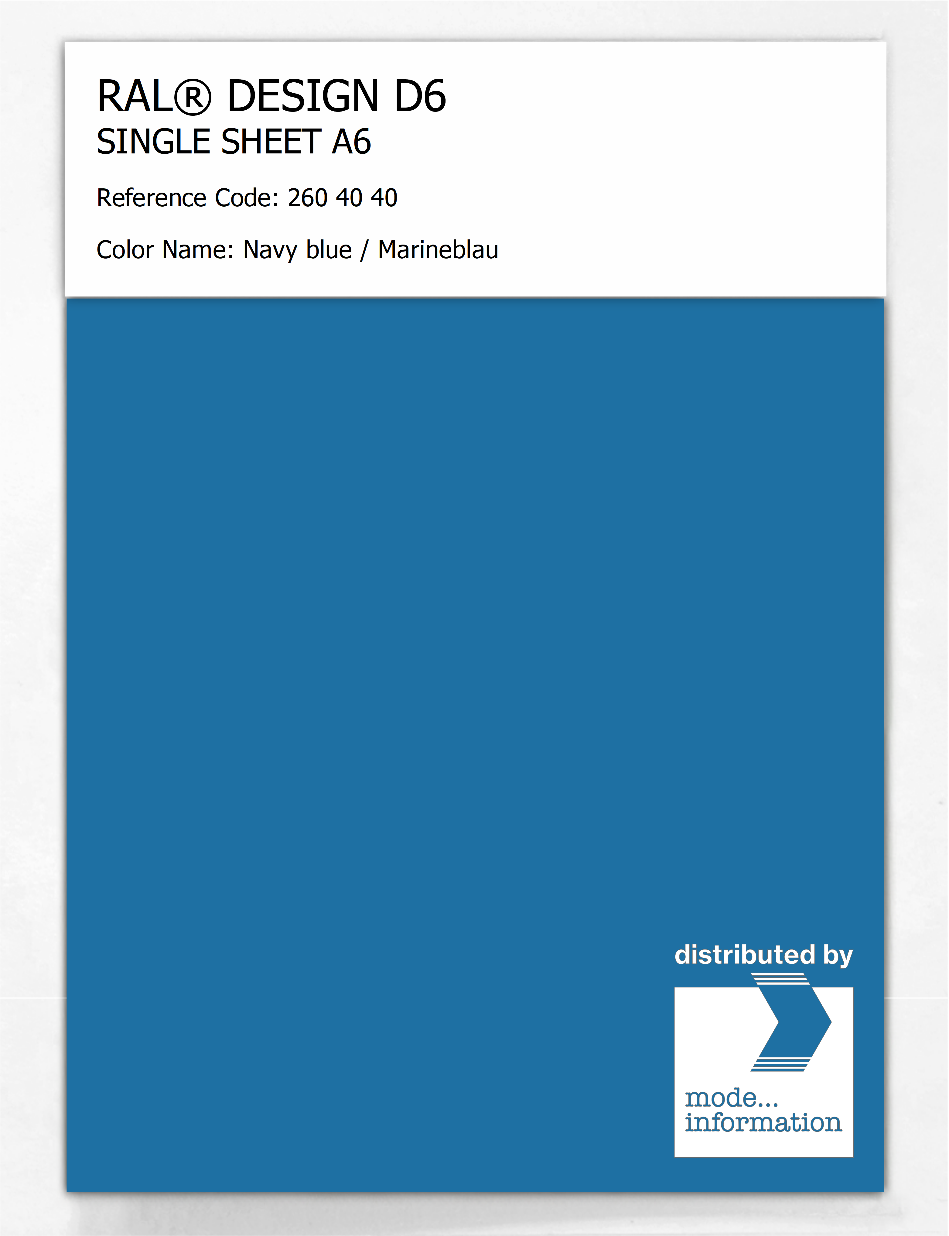 Artikelbild 1 des Artikels “RAL® DESIGN D6 SINGLE SHEET A6 260 40 40 Navy blue / Marineblau “