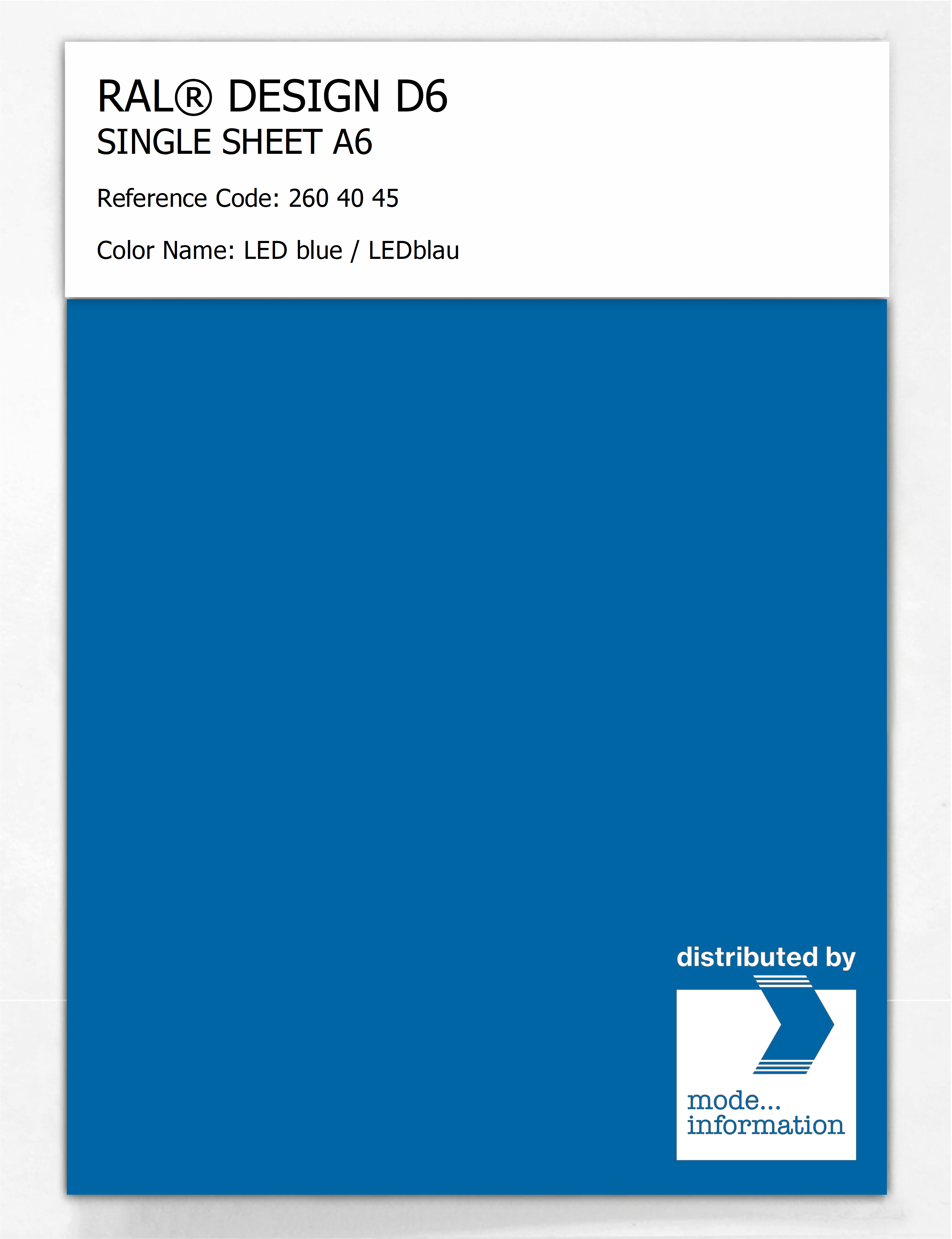 Artikelbild 1 des Artikels “RAL® DESIGN D6 SINGLE SHEET A6 260 40 45 LED blue / LEDblau “