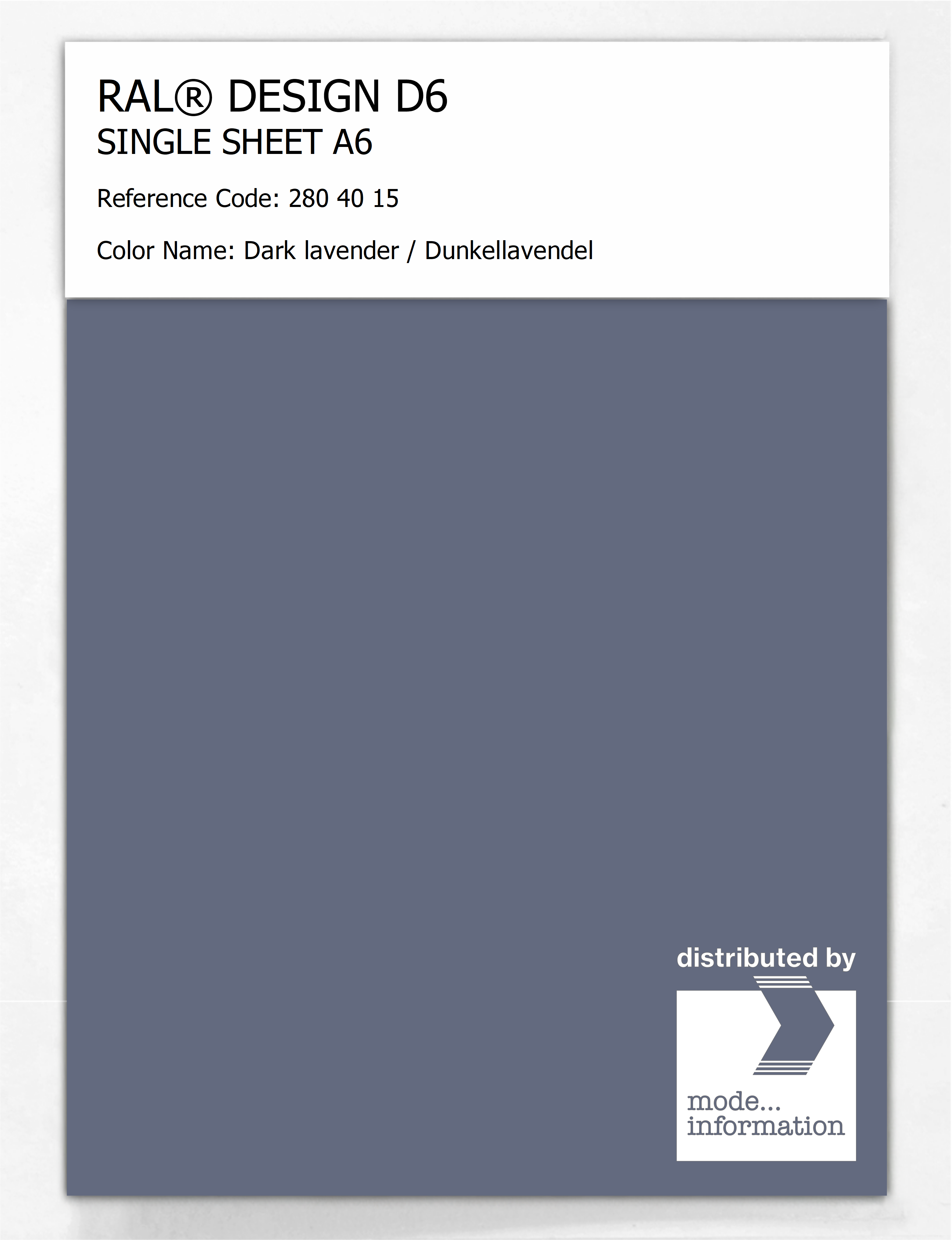 Artikelbild 1 des Artikels “RAL® DESIGN D6 SINGLE SHEET A6 280 40 15 Dark lavender / Dunkellavendel “