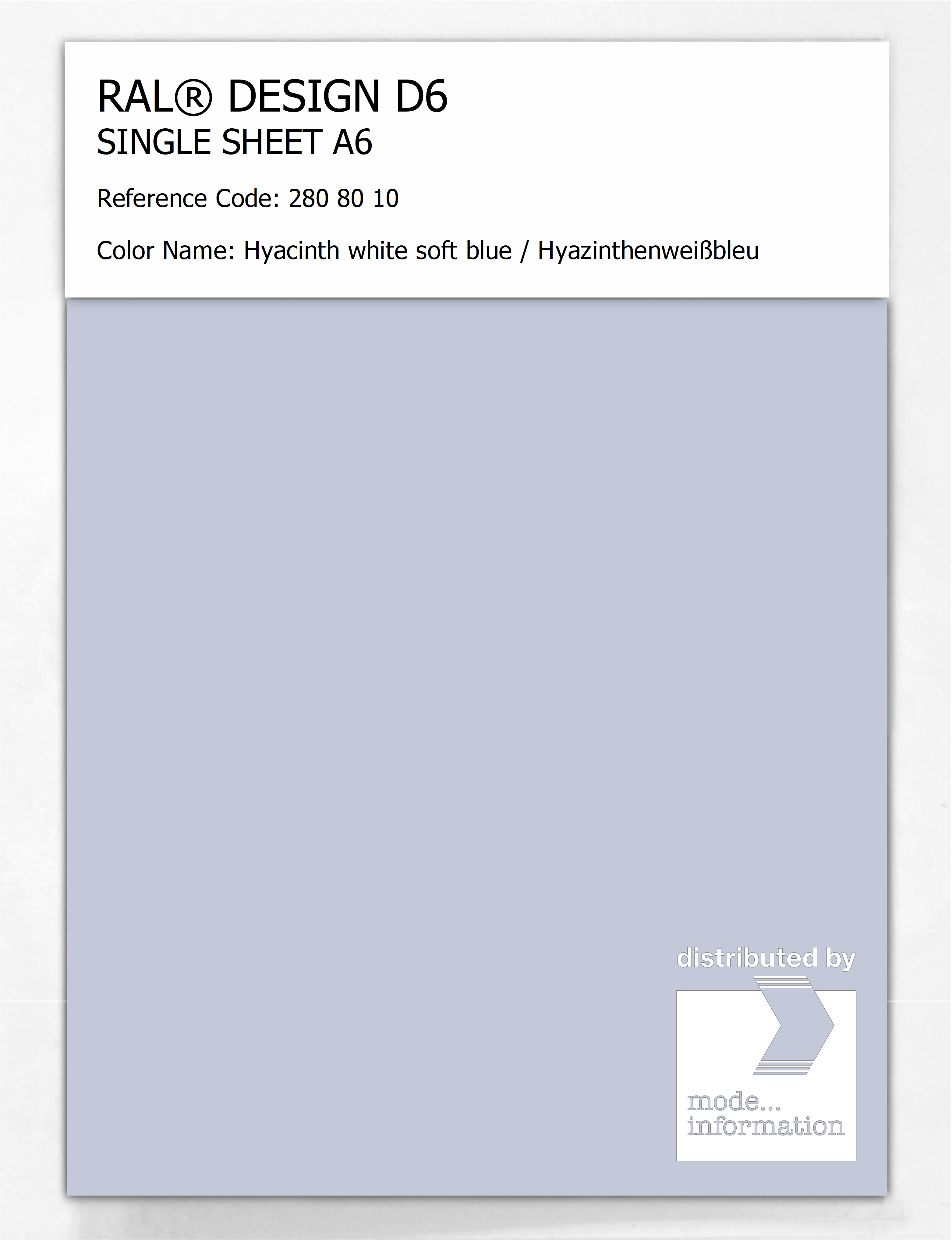 Artikelbild 1 des Artikels “RAL® DESIGN D6 SINGLE SHEET A6 280 80 10 Hyacinth white soft blue / Hyazinthenweißbleu “