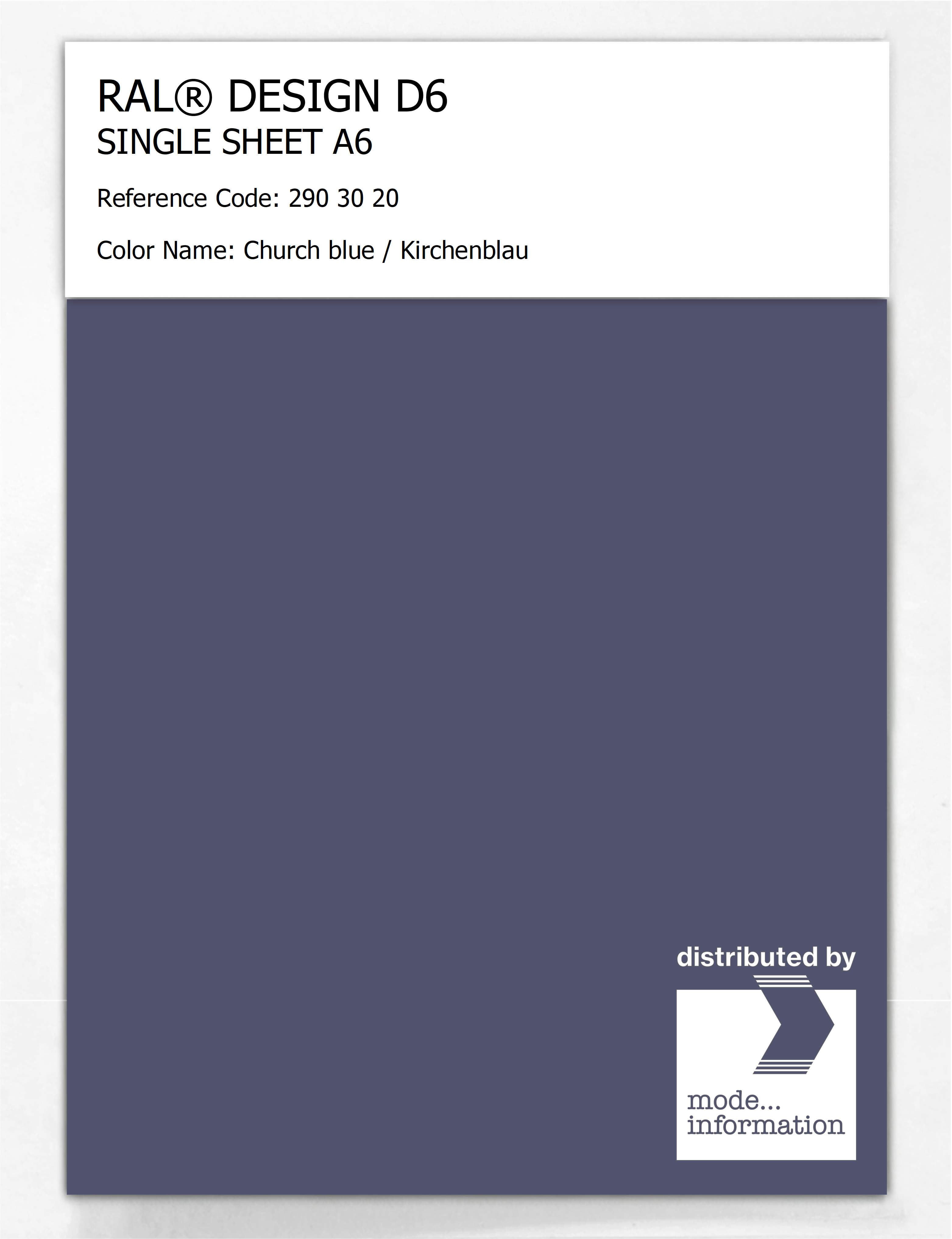 Artikelbild 1 des Artikels “RAL® DESIGN D6 SINGLE SHEET A6 290 30 20 Church blue / Kirchenblau “