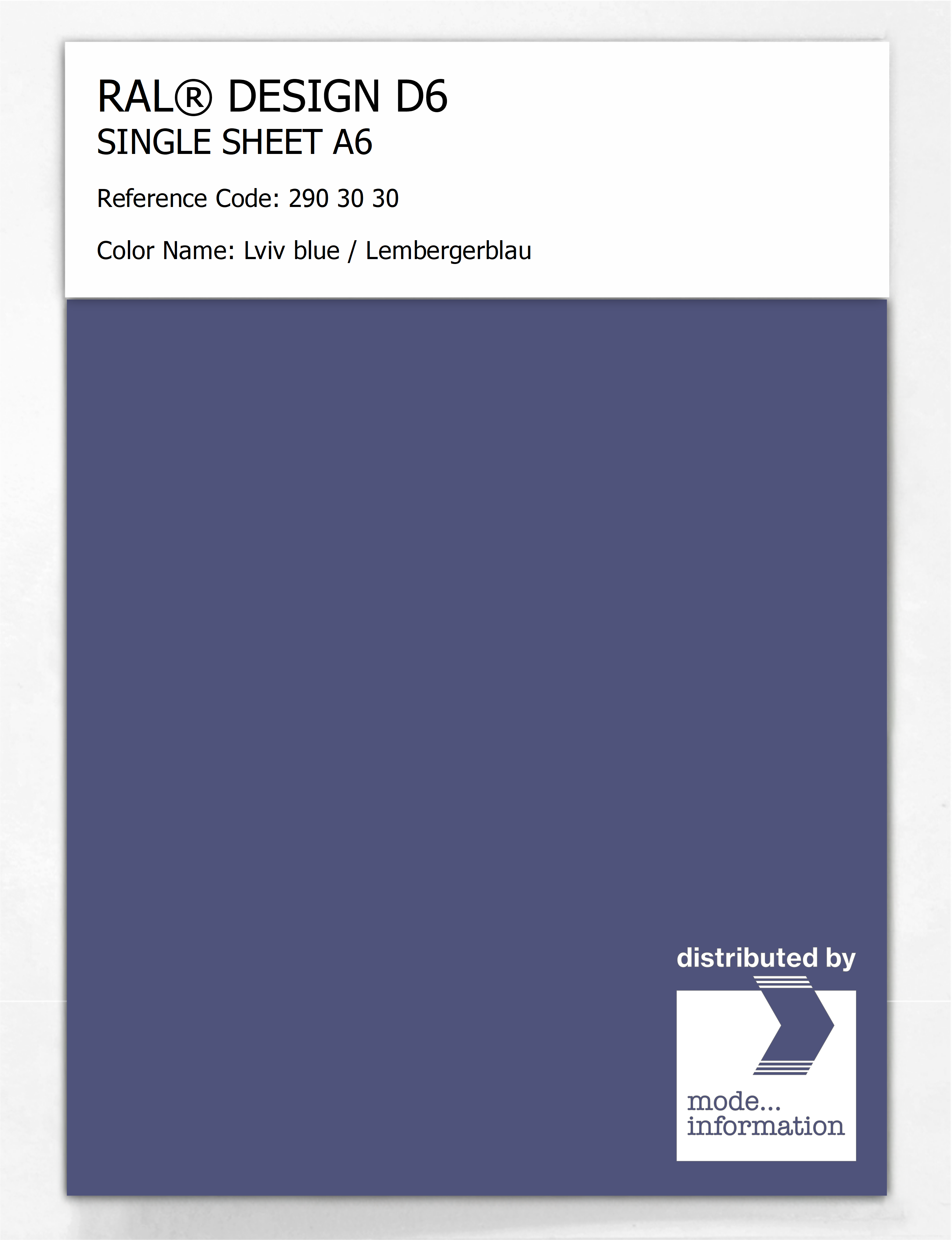 Artikelbild 1 des Artikels “RAL® DESIGN D6 SINGLE SHEET A6 290 30 30 Lviv blue / Lembergerblau “