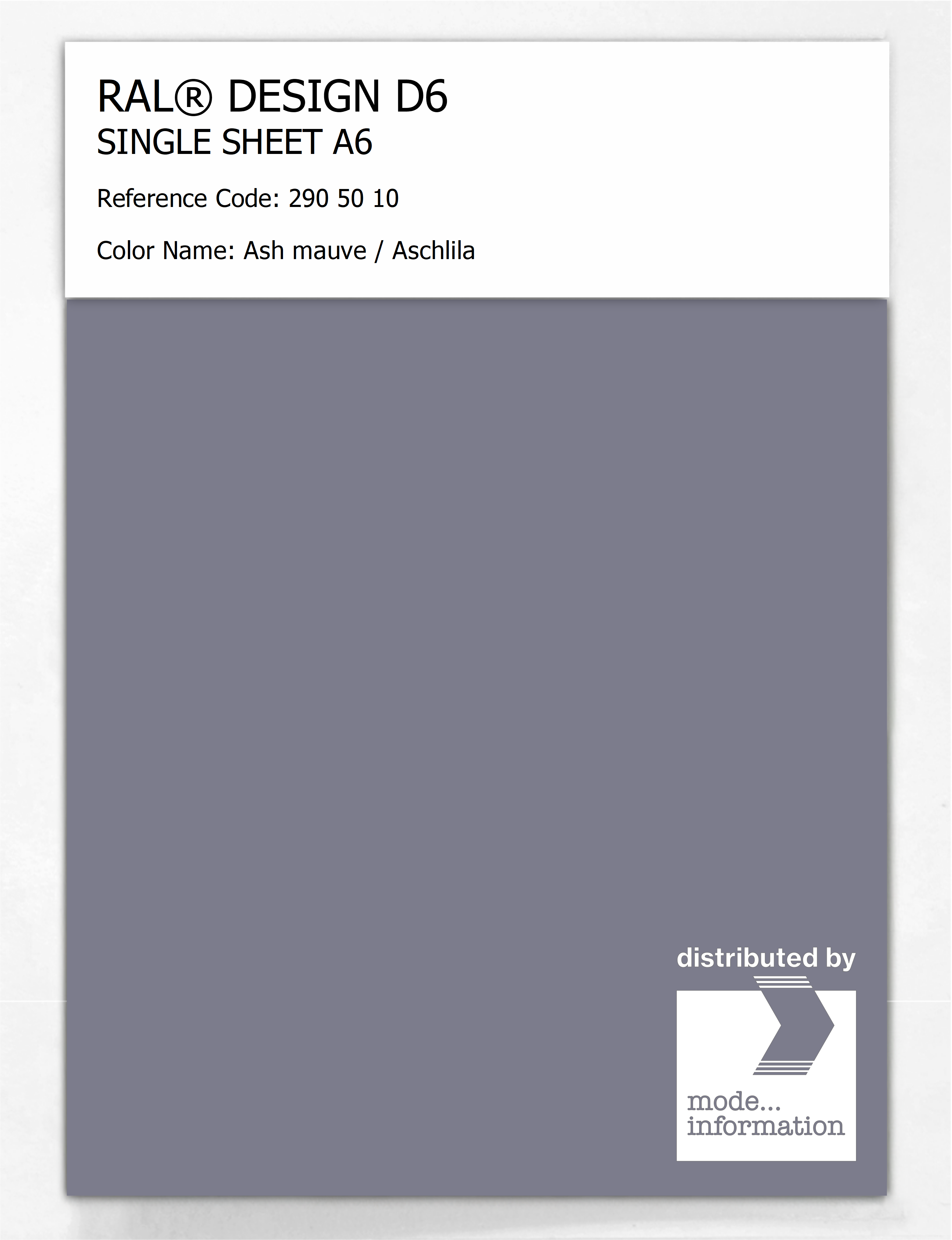 Artikelbild 1 des Artikels “RAL® DESIGN D6 SINGLE SHEET A6 290 50 10 Ash mauve / Aschlila “