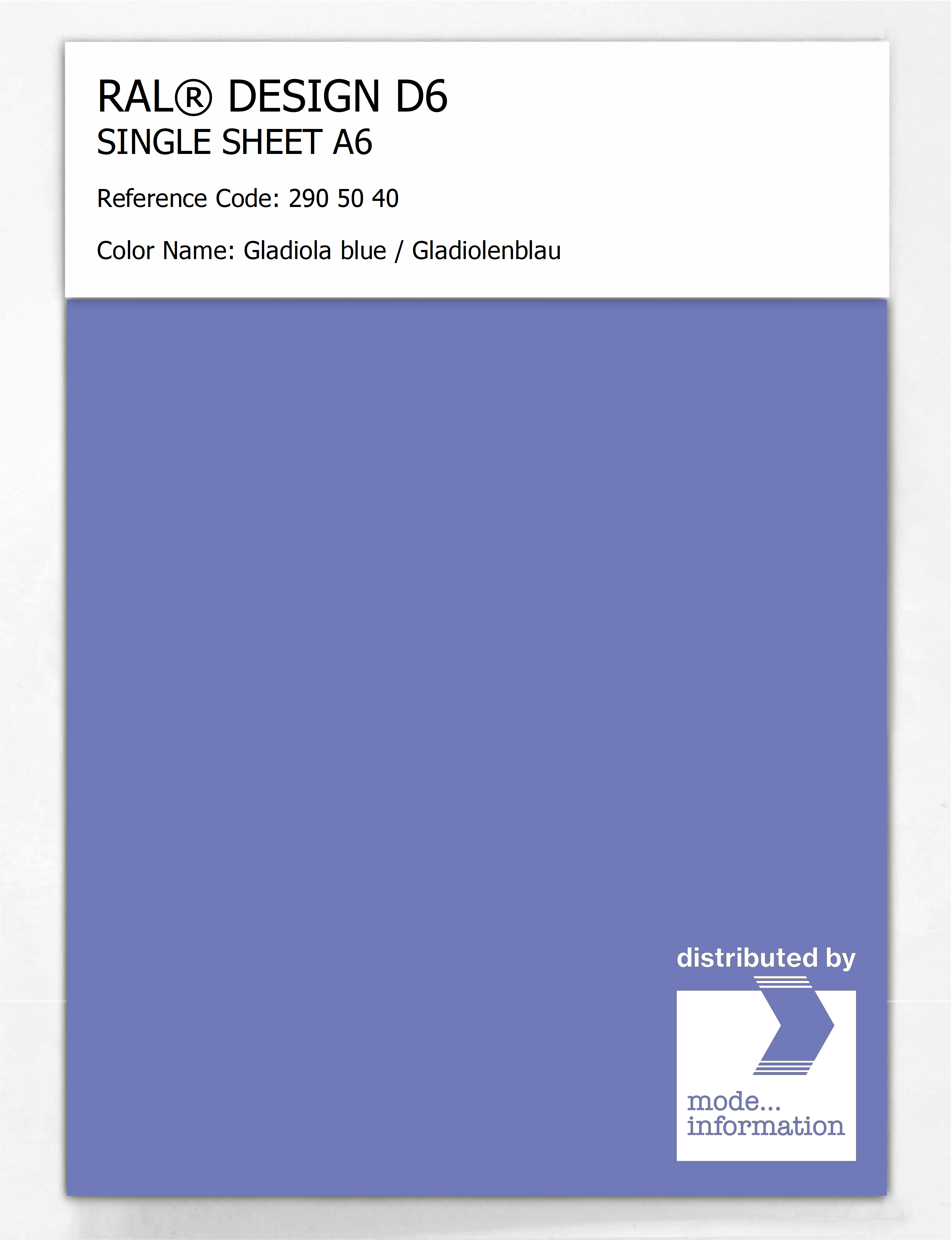 Artikelbild 1 des Artikels “RAL® DESIGN D6 SINGLE SHEET A6 290 50 40 Gladiola blue / Gladiolenblau “