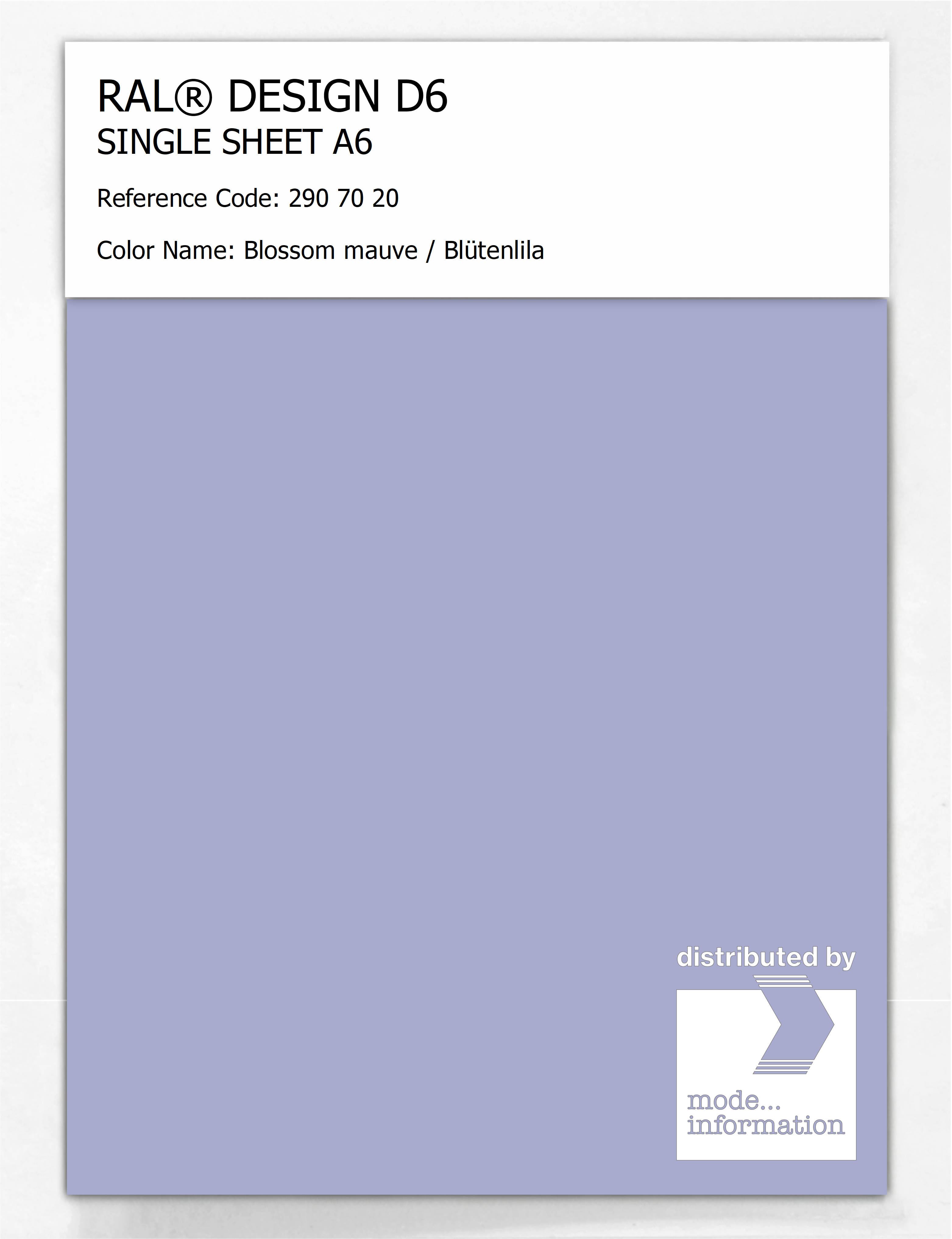 Product image 1 of the product “RAL® DESIGN D6 SINGLE SHEET A6 290 70 20 Blossom mauve / Blütenlila ”