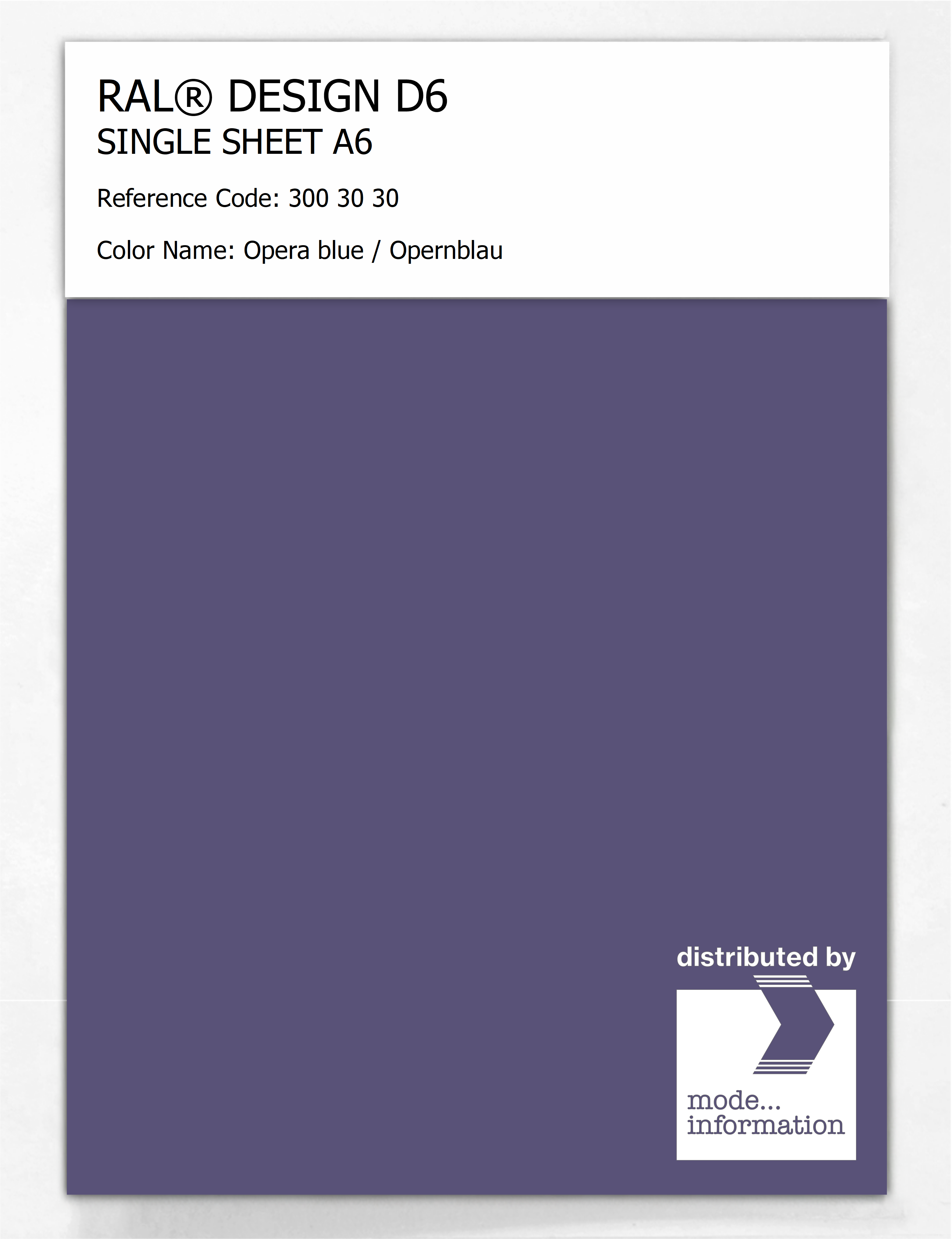 Artikelbild 1 des Artikels “RAL® DESIGN D6 SINGLE SHEET A6 300 30 30 Opera blue / Opernblau “