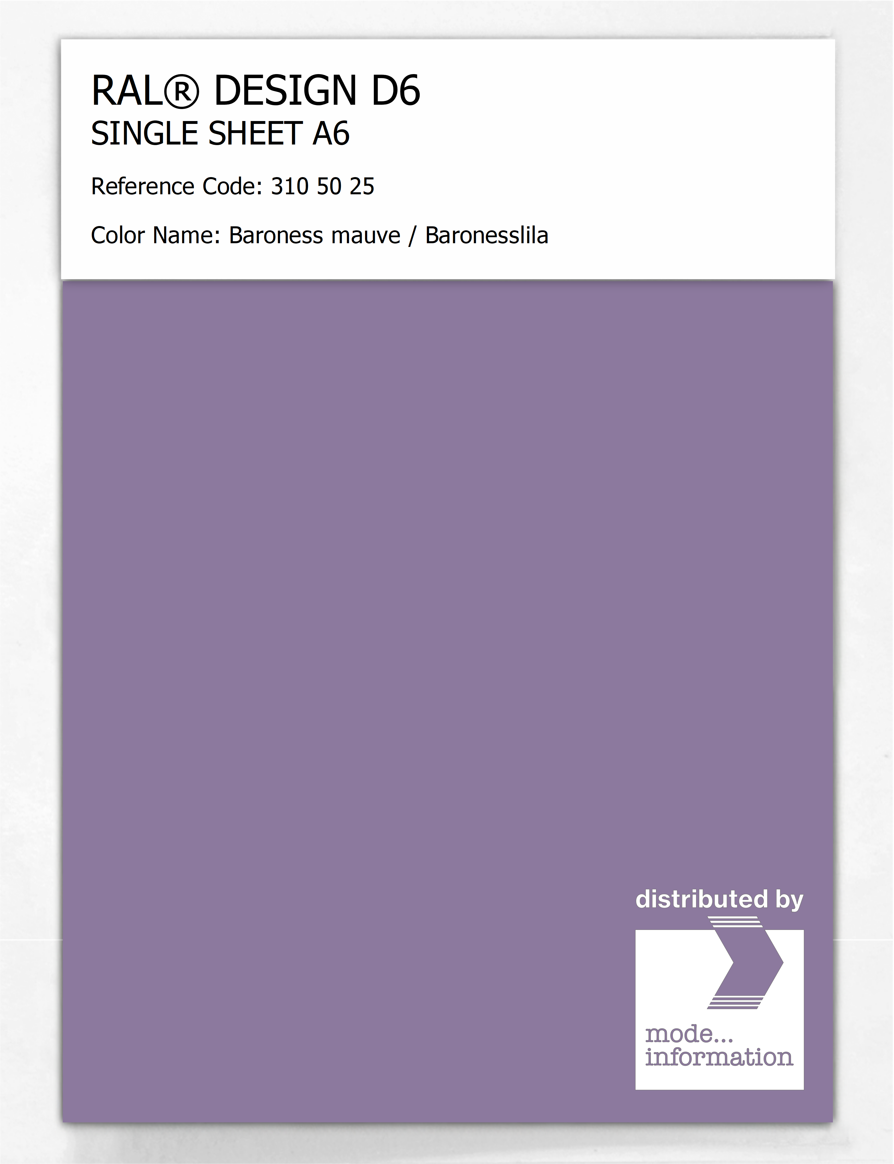 Artikelbild 1 des Artikels “RAL® DESIGN D6 SINGLE SHEET A6 310 50 25 Baroness mauve / Baronesslila “