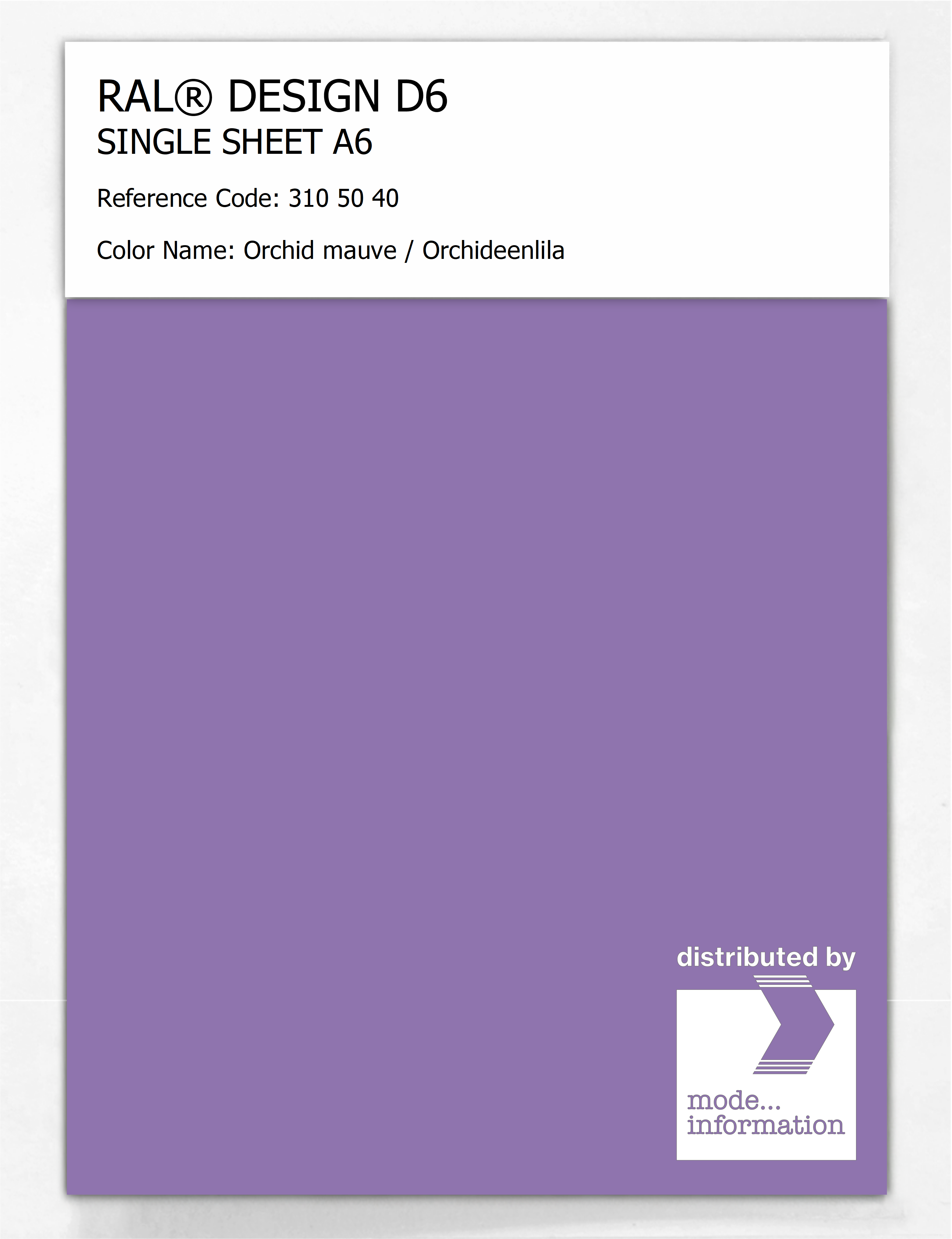 Artikelbild 1 des Artikels “RAL® DESIGN D6 SINGLE SHEET A6 310 50 40 Orchid mauve / Orchideenlila “