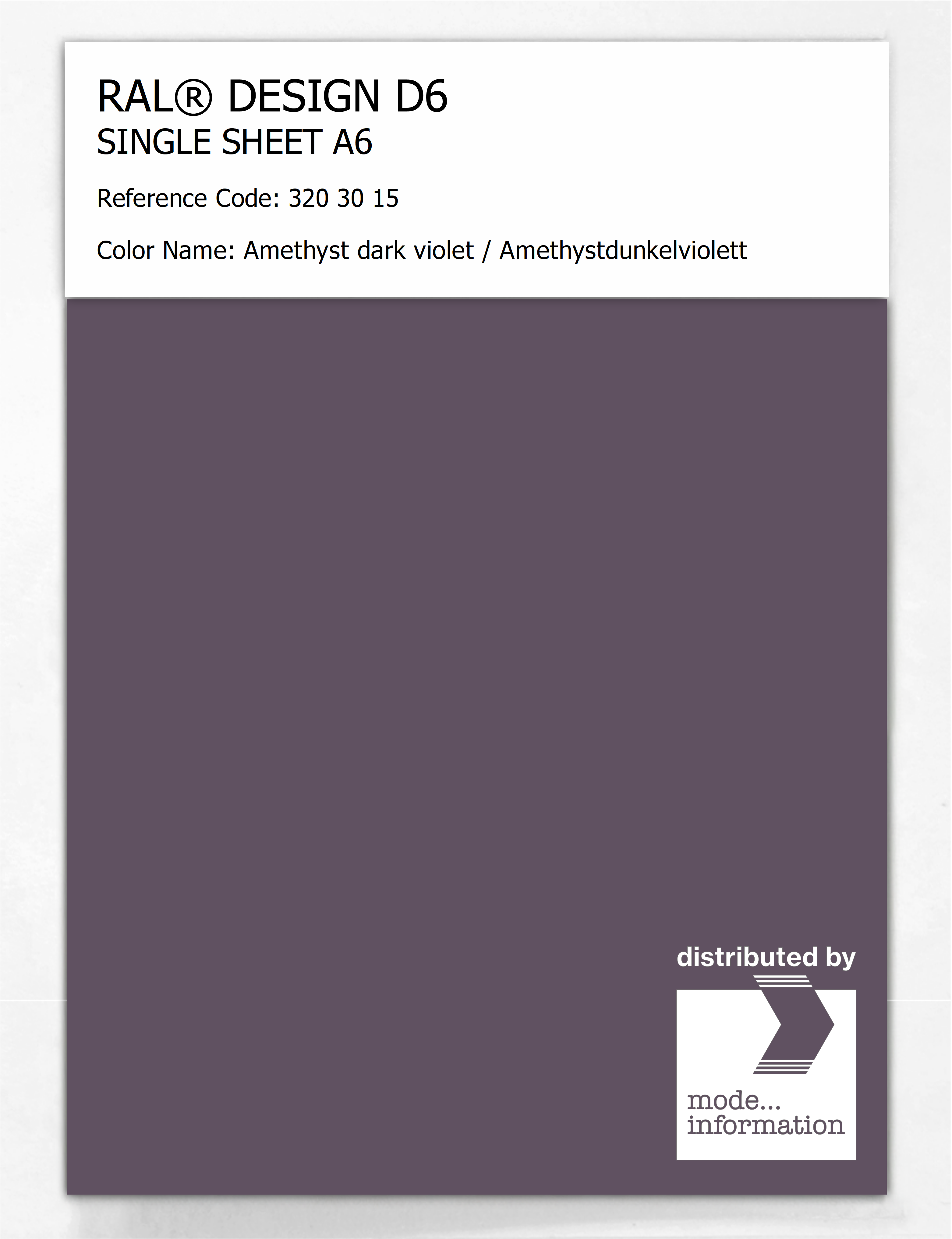 Product image 1 of the product “RAL® DESIGN D6 SINGLE SHEET A6 320 30 15 Amethyst dark violet / Amethystdunkelviolett ”