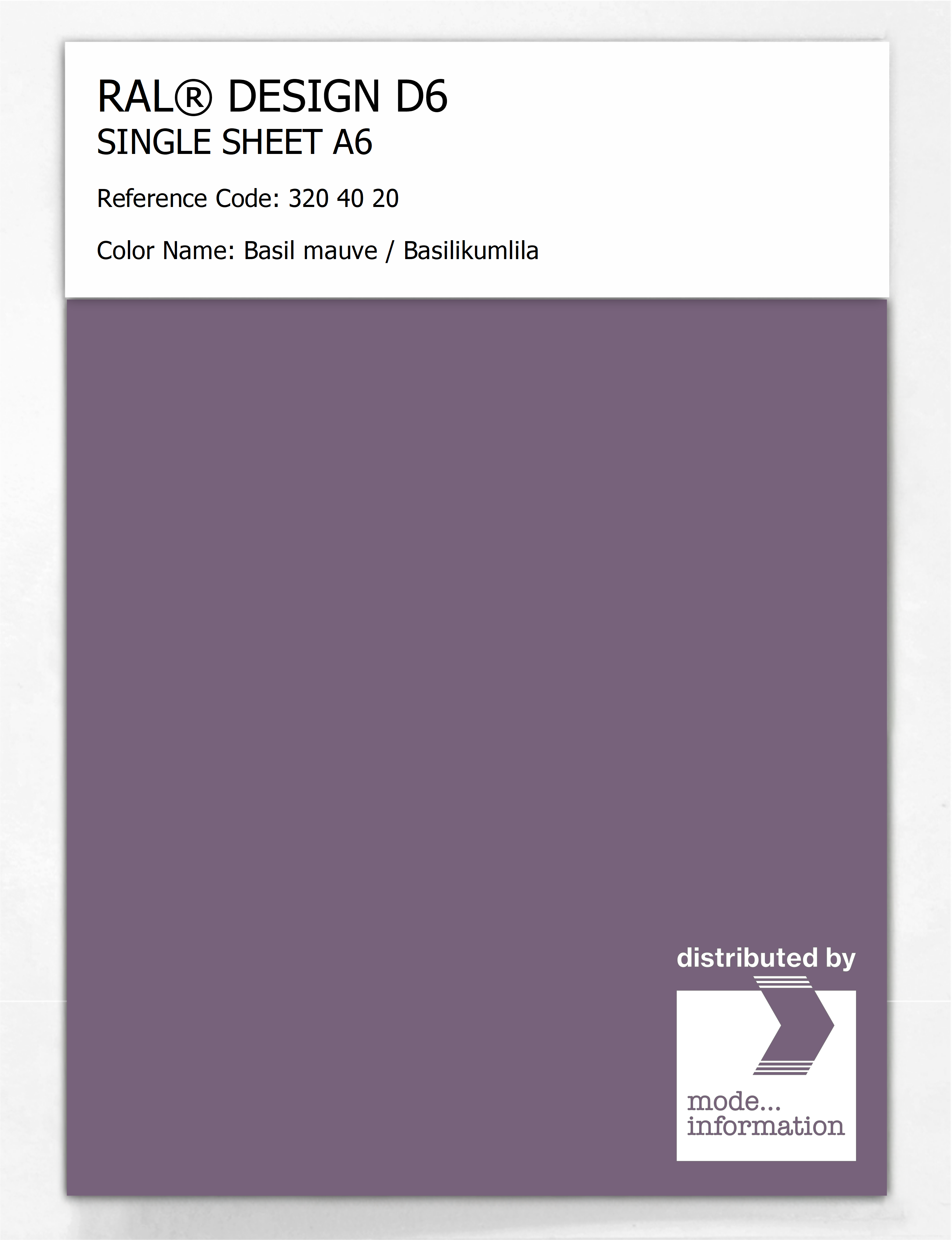 Product image 1 of the product “RAL® DESIGN D6 SINGLE SHEET A6 320 40 20 Basil mauve / Basilikumlila ”