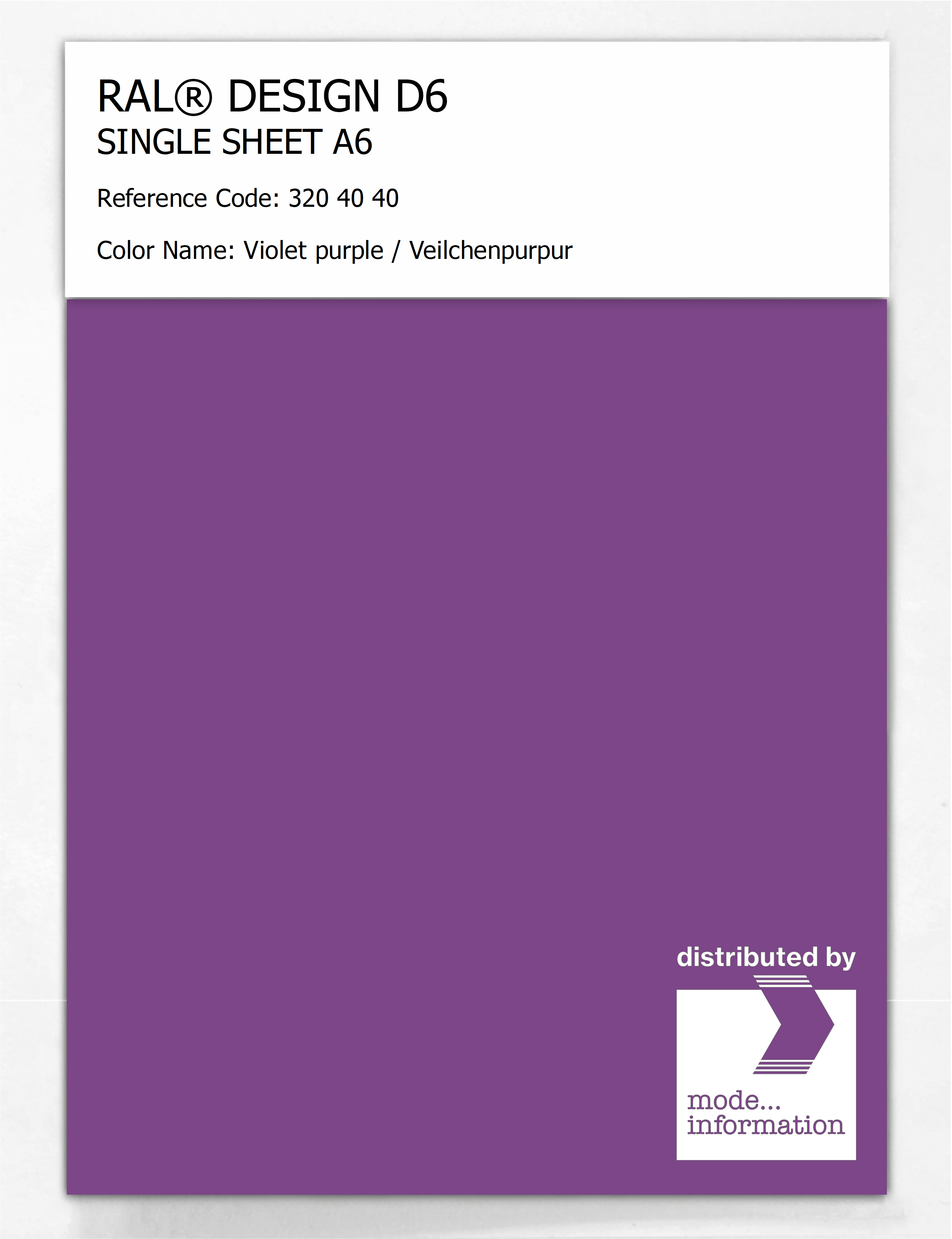Artikelbild 1 des Artikels “RAL® DESIGN D6 SINGLE SHEET A6 320 40 40 Violet purple / Veilchenpurpur “
