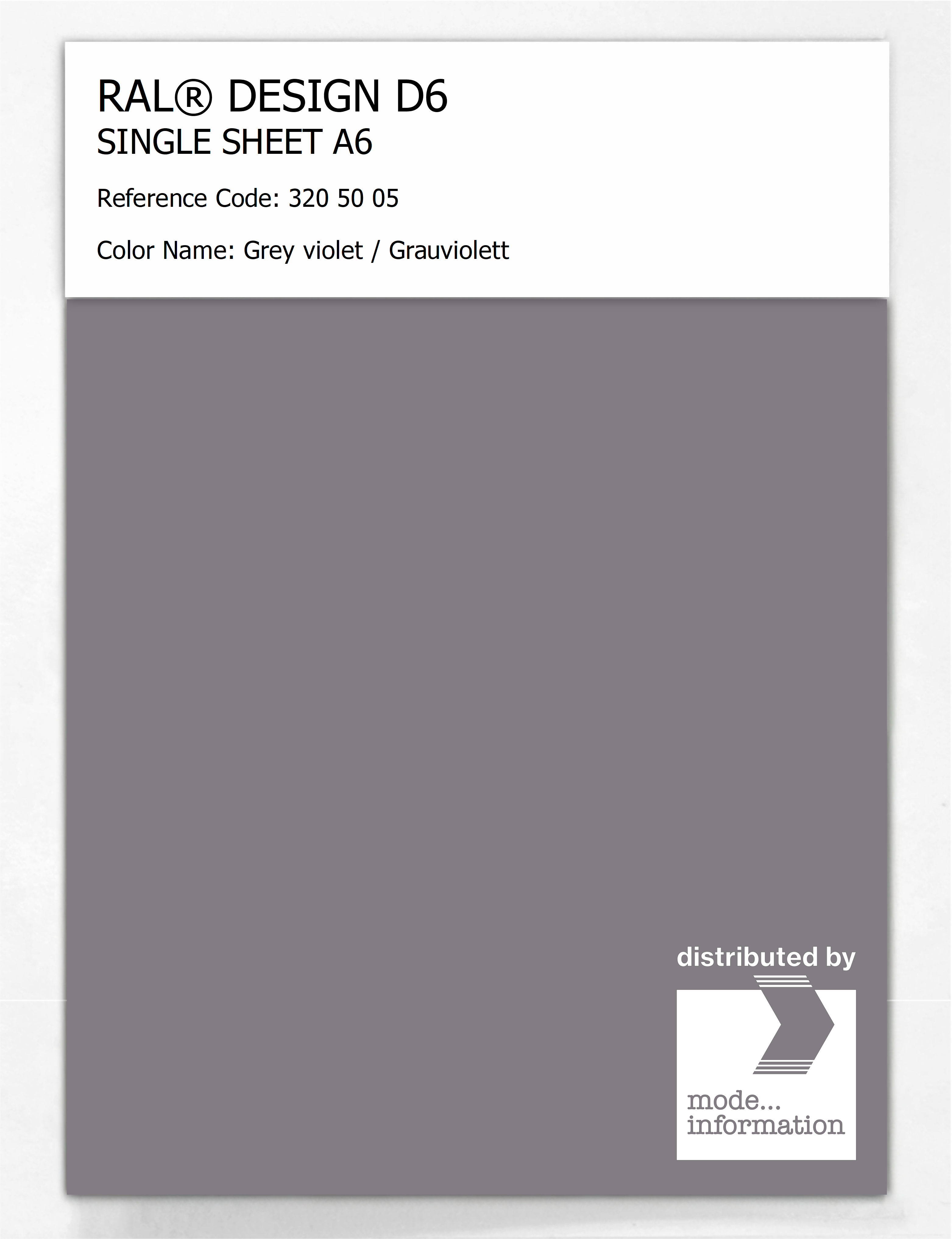 Artikelbild 1 des Artikels “RAL® DESIGN D6 SINGLE SHEET A6 320 50 05 Grey violet / Grauviolett “