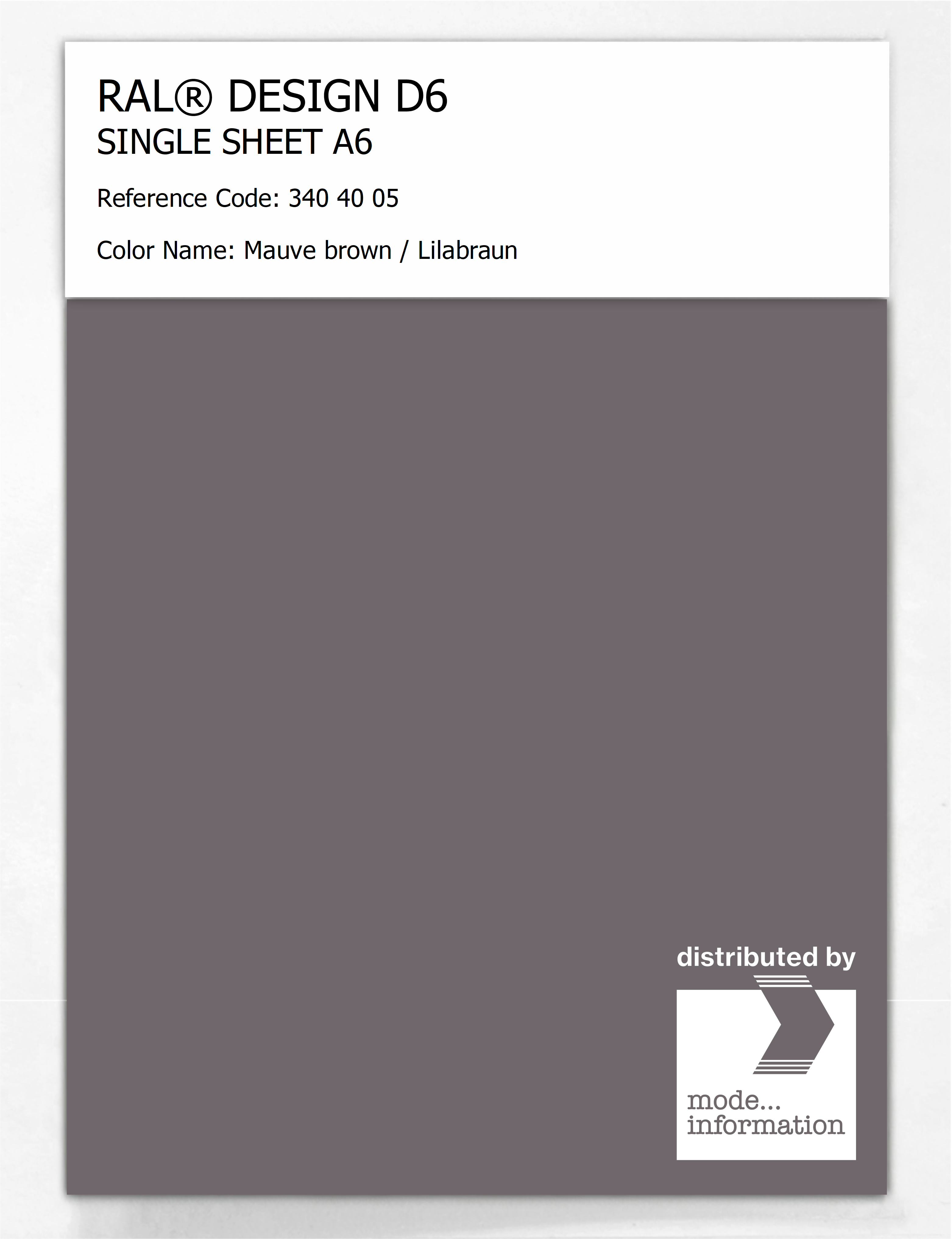 Artikelbild 1 des Artikels “RAL® DESIGN D6 SINGLE SHEET A6 340 40 05 Mauve brown / Lilabraun “