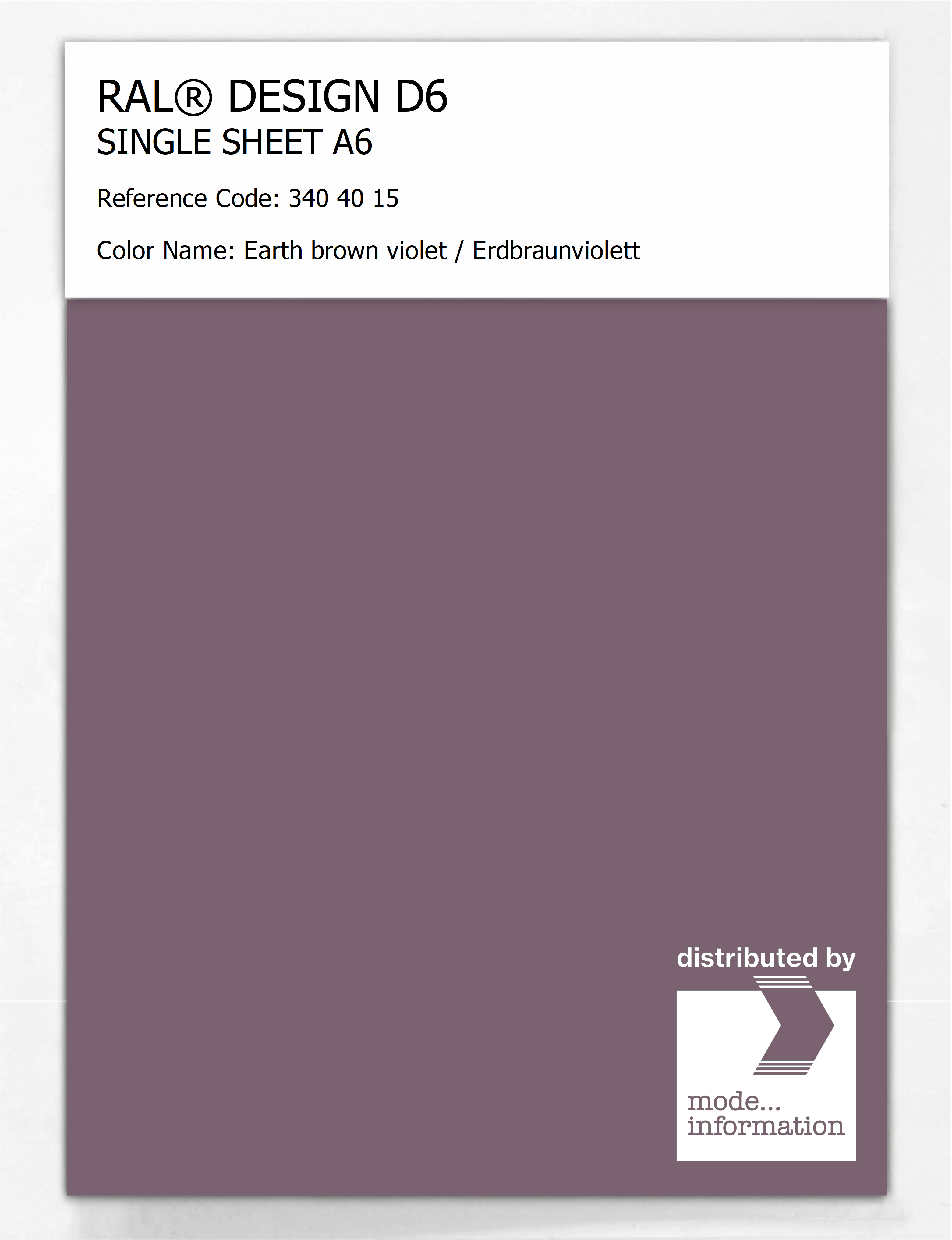 Artikelbild 1 des Artikels “RAL® DESIGN D6 SINGLE SHEET A6 340 40 15 Earth brown violet / Erdbraunviolett “