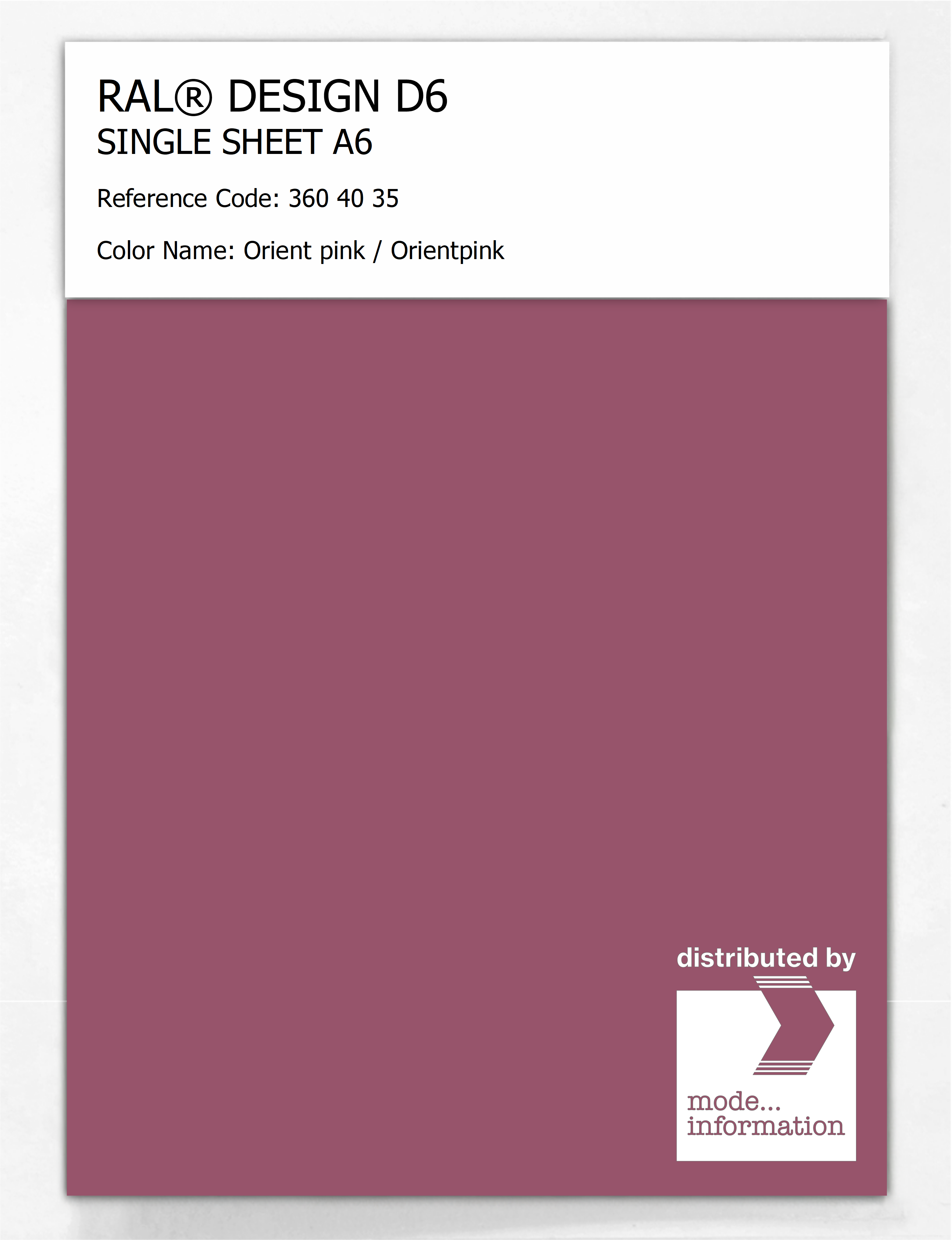 Artikelbild 1 des Artikels “RAL® DESIGN D6 SINGLE SHEET A6 360 40 35 Orient pink / Orientpink “
