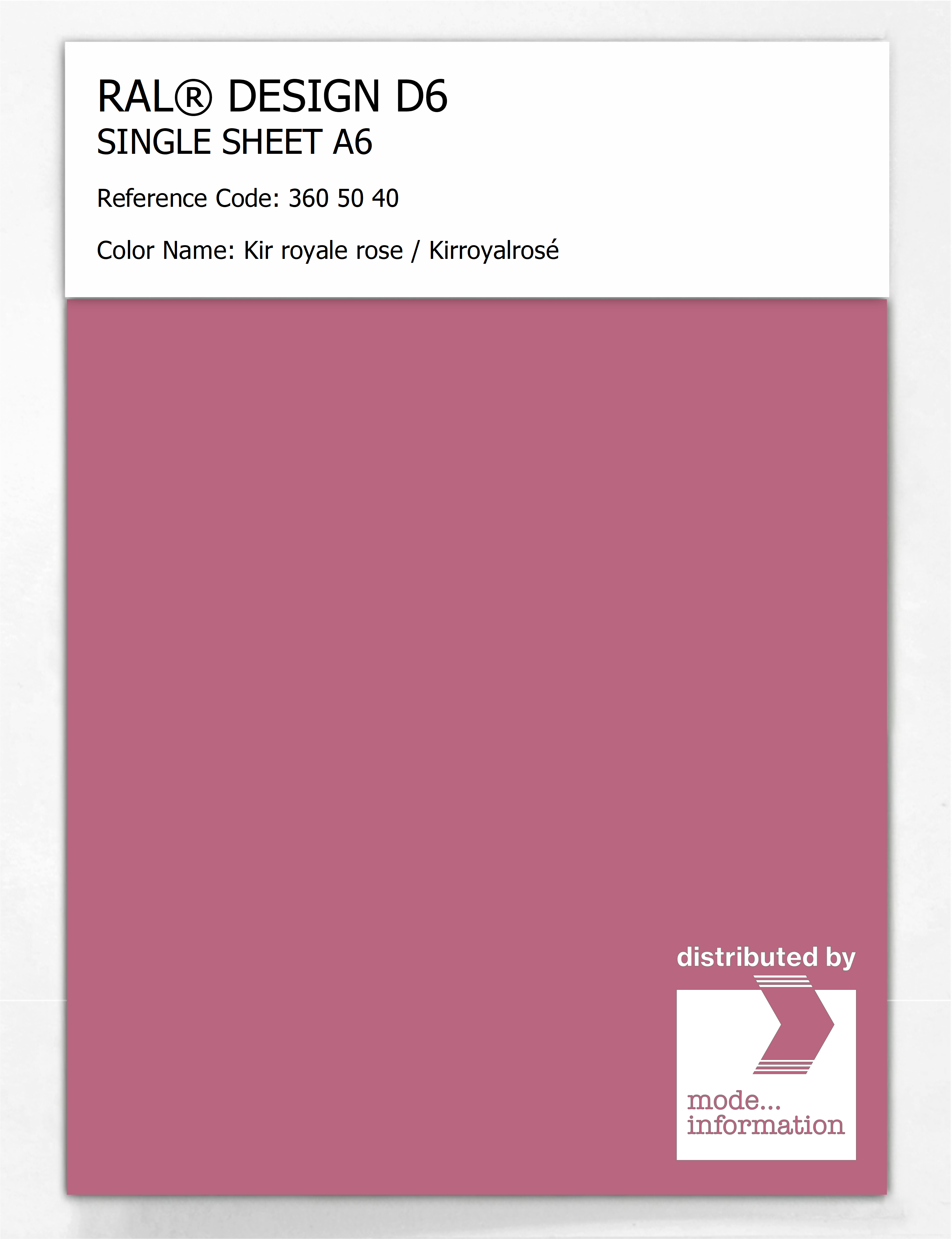 Artikelbild 1 des Artikels “RAL® DESIGN D6 SINGLE SHEET A6 360 50 40 Kir royale rose / Kirroyalrosé “