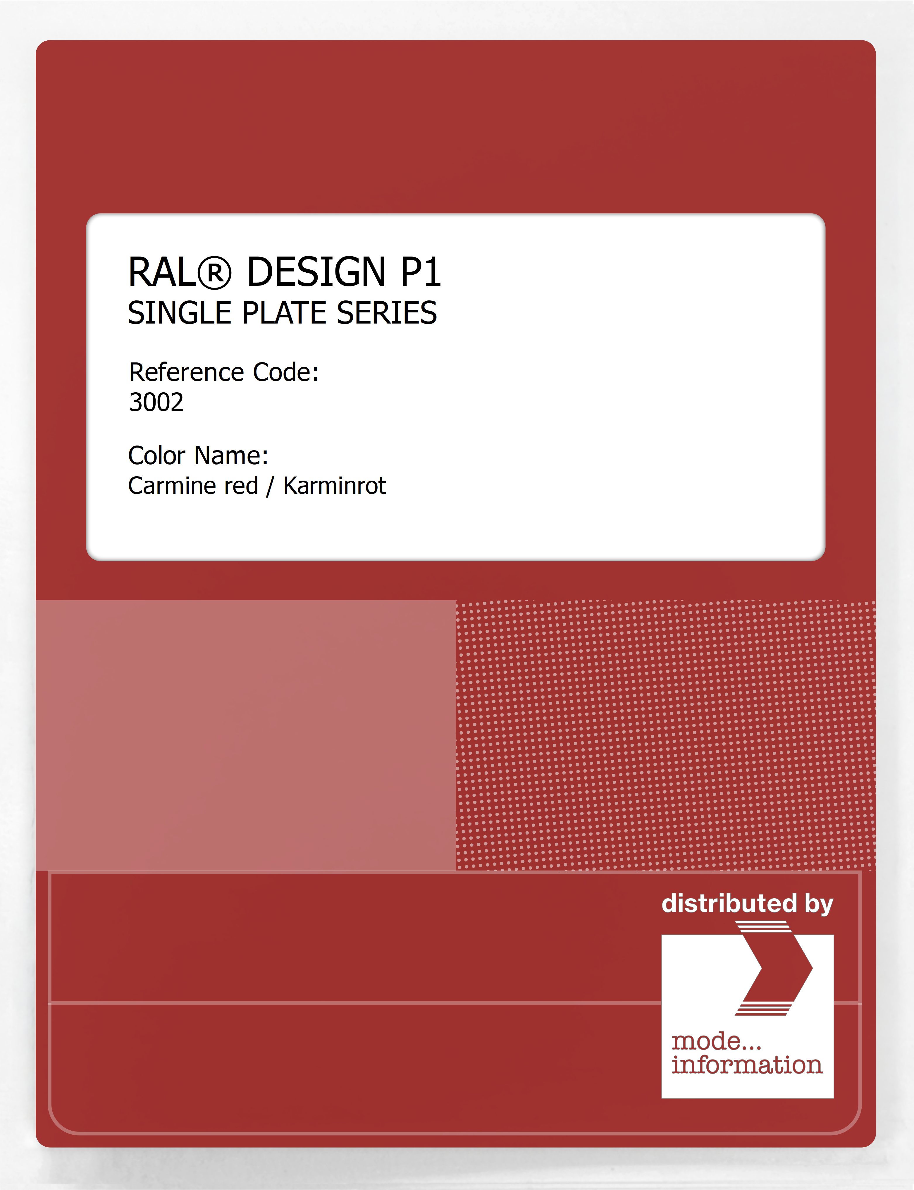 Artikelbild 1 des Artikels “RAL® PLASTICS P1 SINGLE PLATE 3000 SERIES 3002 Carmine red / Karminrot “