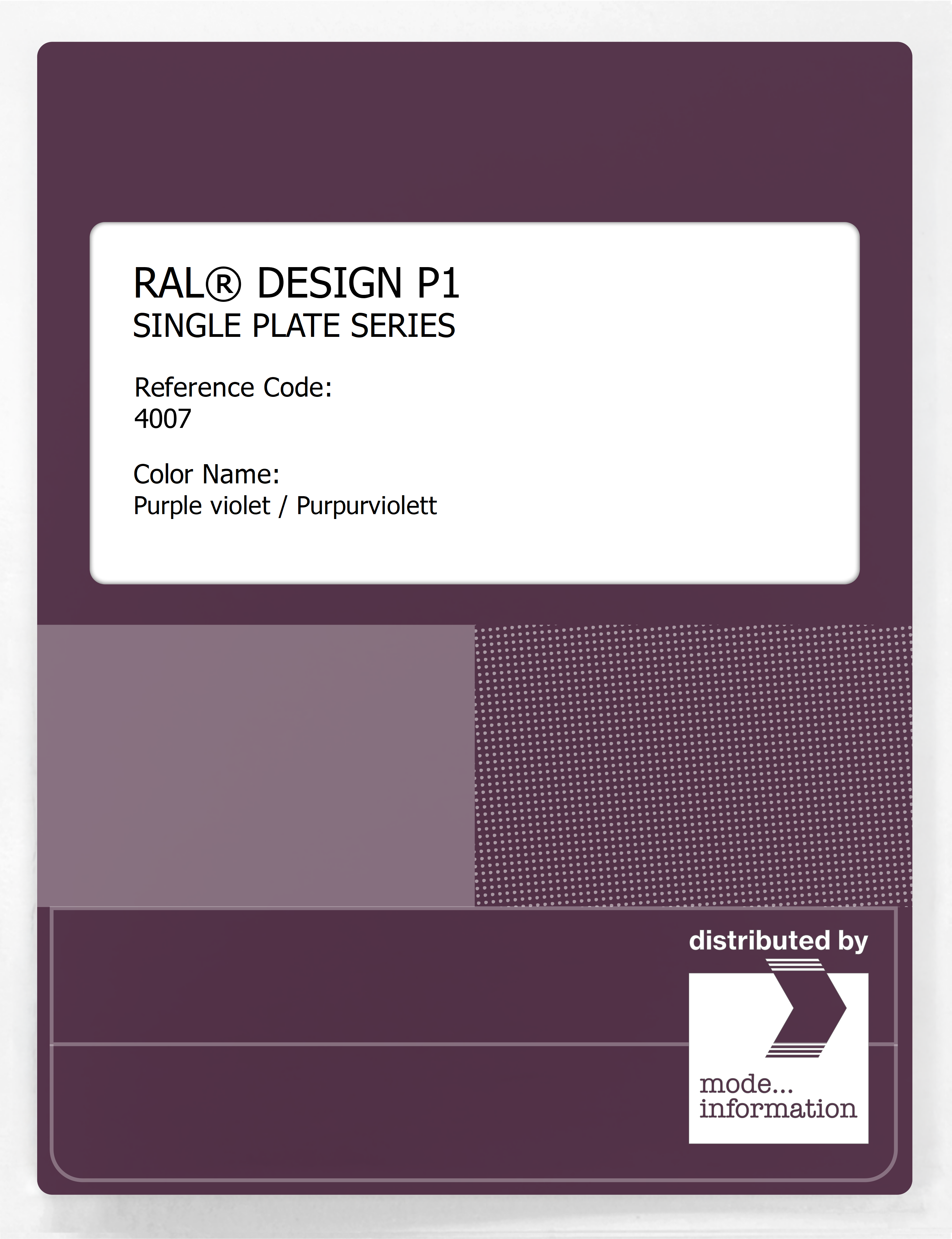 Artikelbild 1 des Artikels “RAL® PLASTICS P1 SINGLE PLATE 4000 SERIES 4007 Purple violet / Purpurviolett “