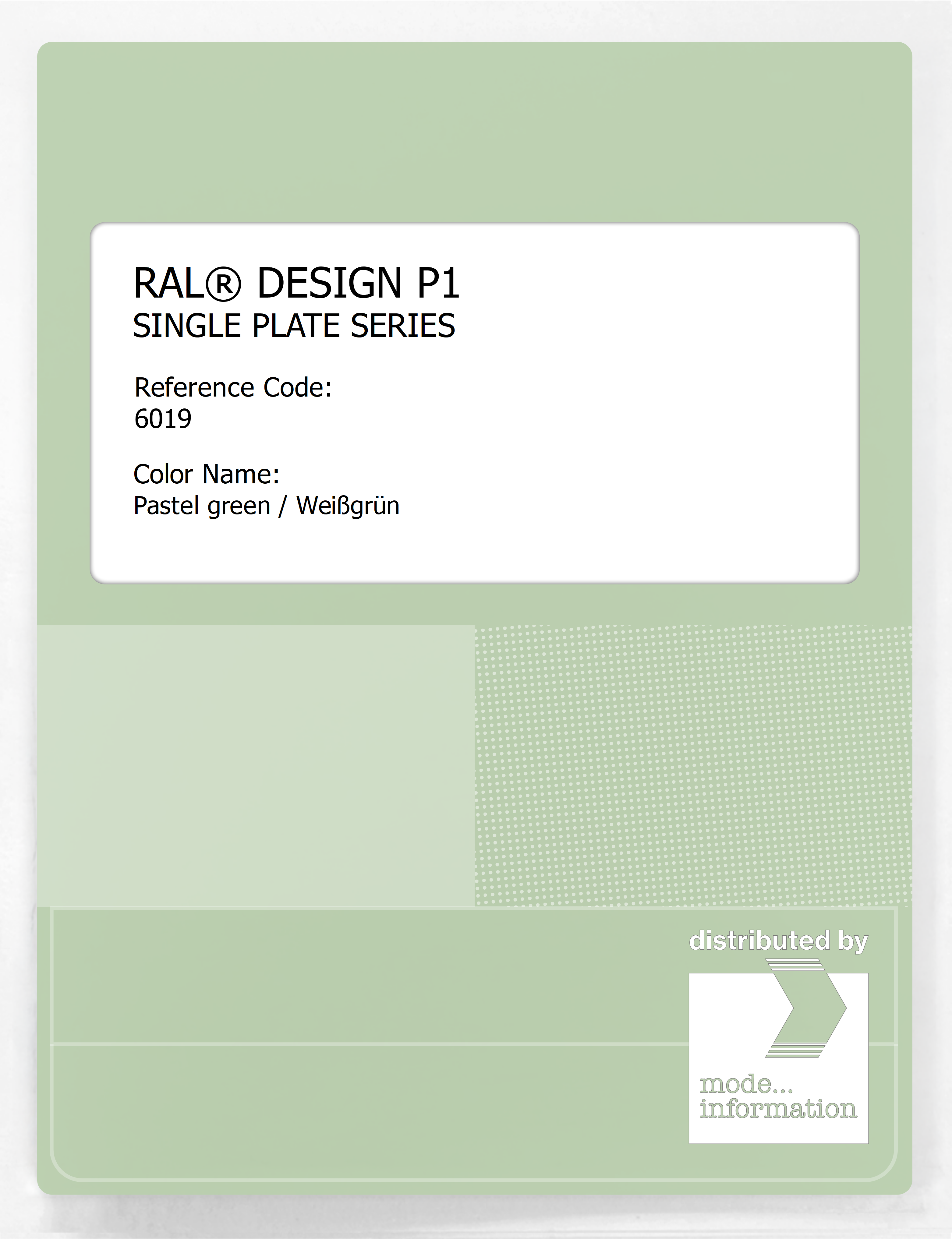 Artikelbild 1 des Artikels “RAL® PLASTICS P1 SINGLE PLATE 6000 SERIES 6019 Pastel green / Weißgrün “