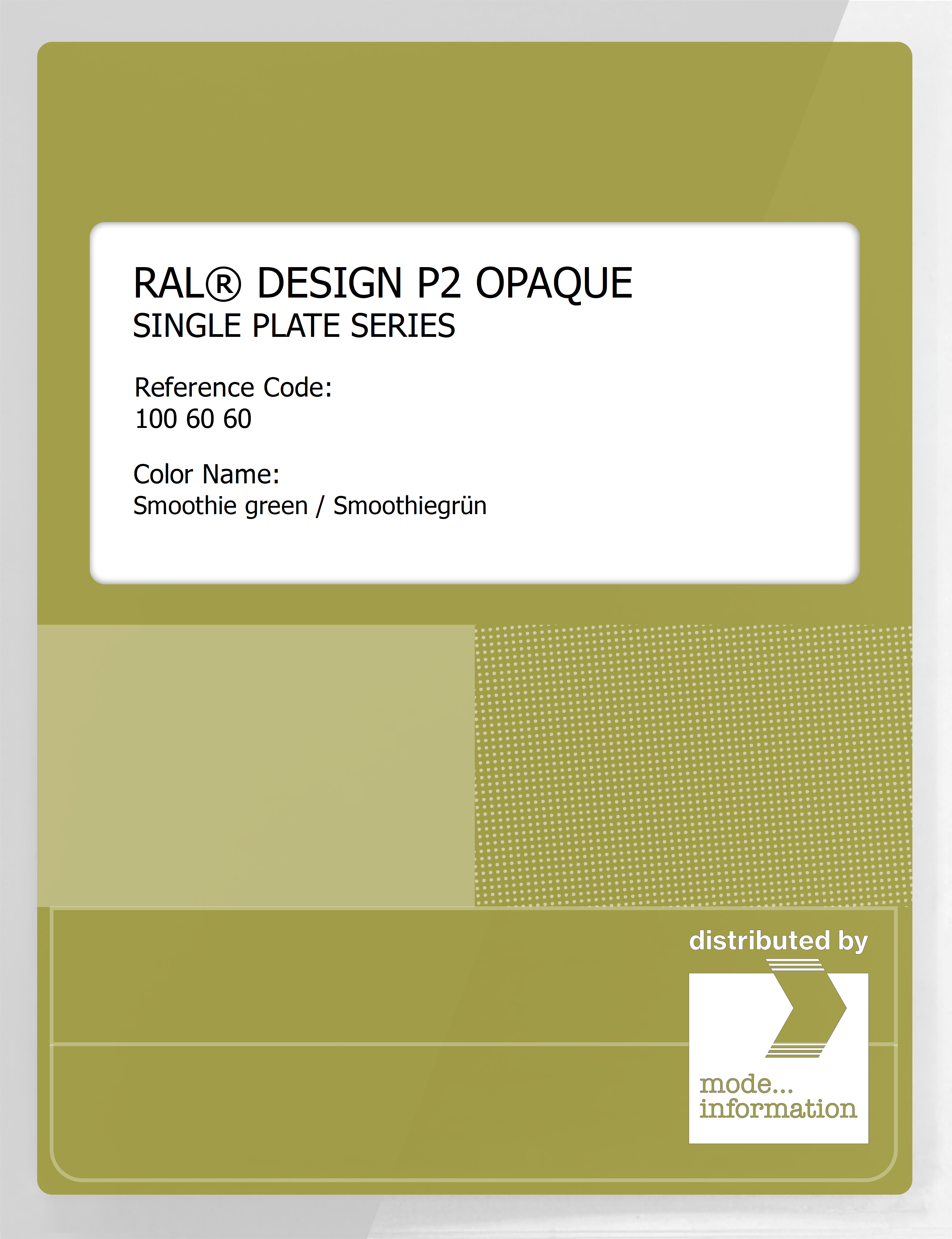 Product image 1 of the product “RAL® PLASTICS P2 OPAQUE SINGLE PLATE 100 60 60 Smoothie green / Smoothiegrün ”
