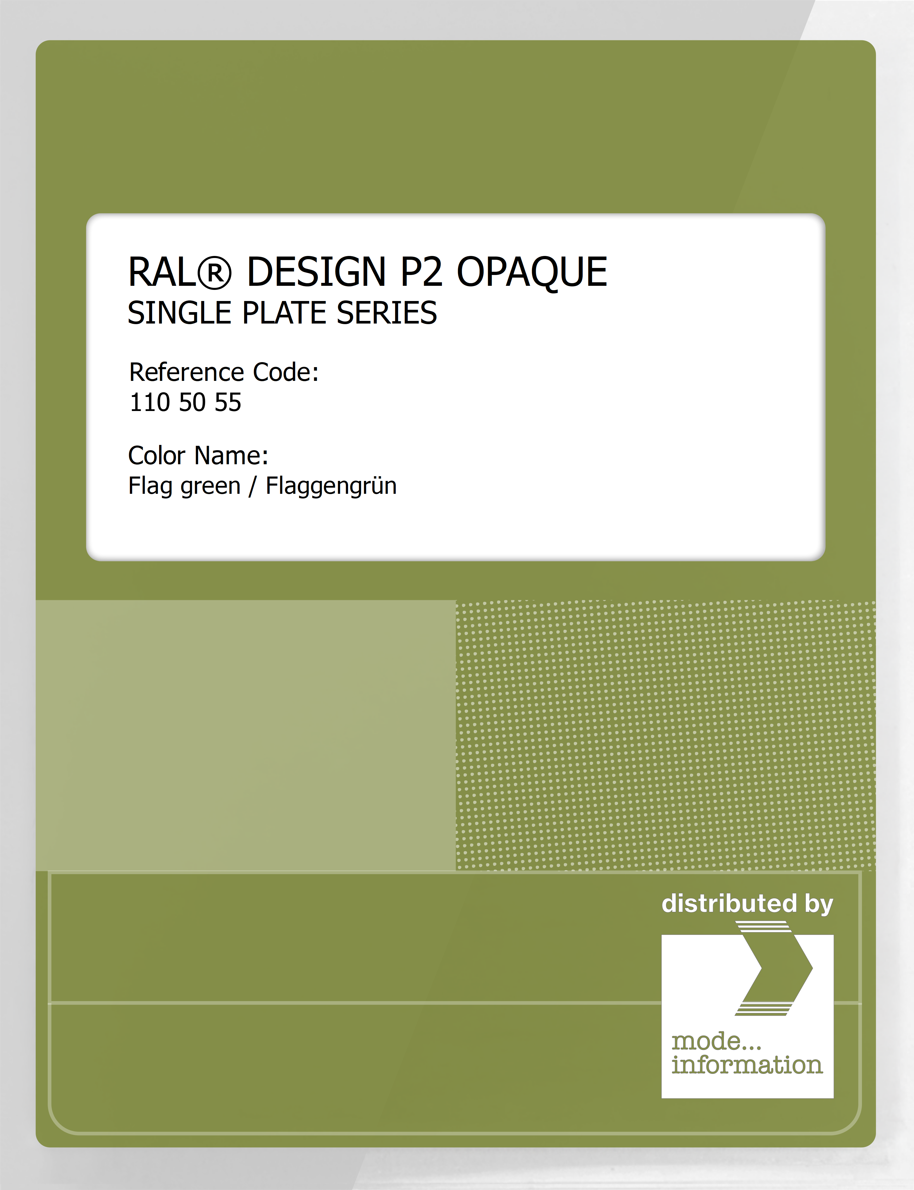 Product image 1 of the product “RAL® PLASTICS P2 OPAQUE SINGLE PLATE 110 50 55 Flag green / Flaggengrün ”