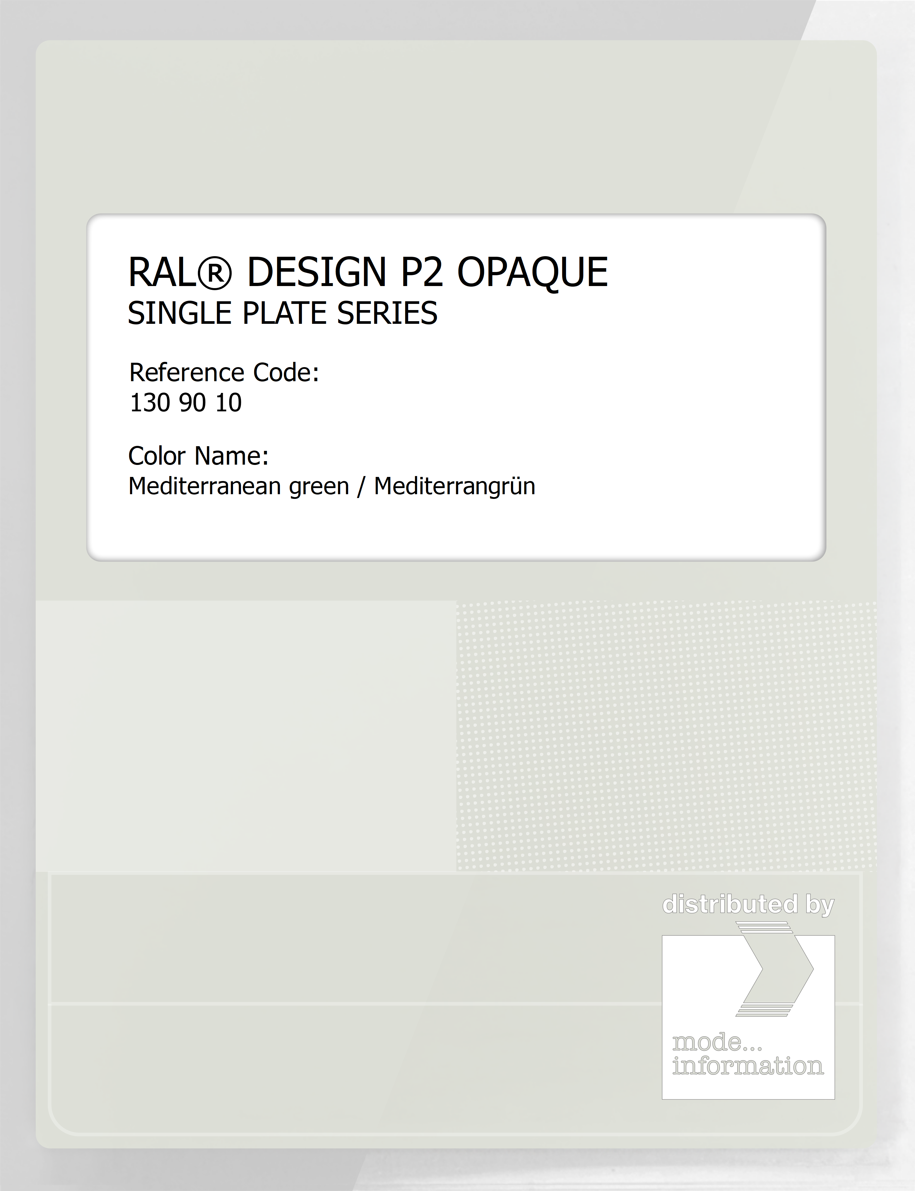 Artikelbild 1 des Artikels “RAL® PLASTICS P2 OPAQUE SINGLE PLATE 130 90 10 Mediterranean green / Mediterrangrün “