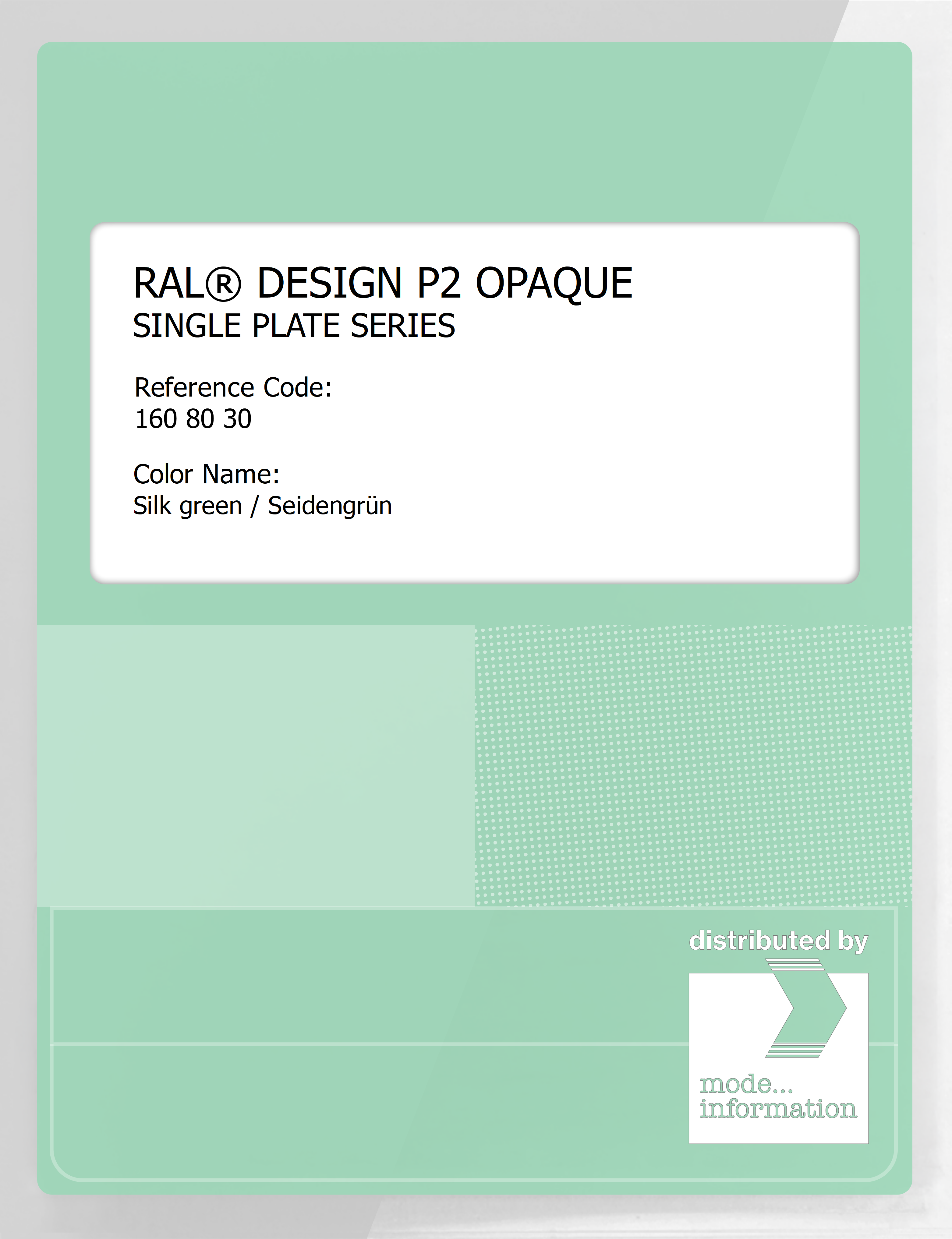 Artikelbild 1 des Artikels “RAL® PLASTICS P2 OPAQUE SINGLE PLATE 160 80 30 Silk green / Seidengrün “