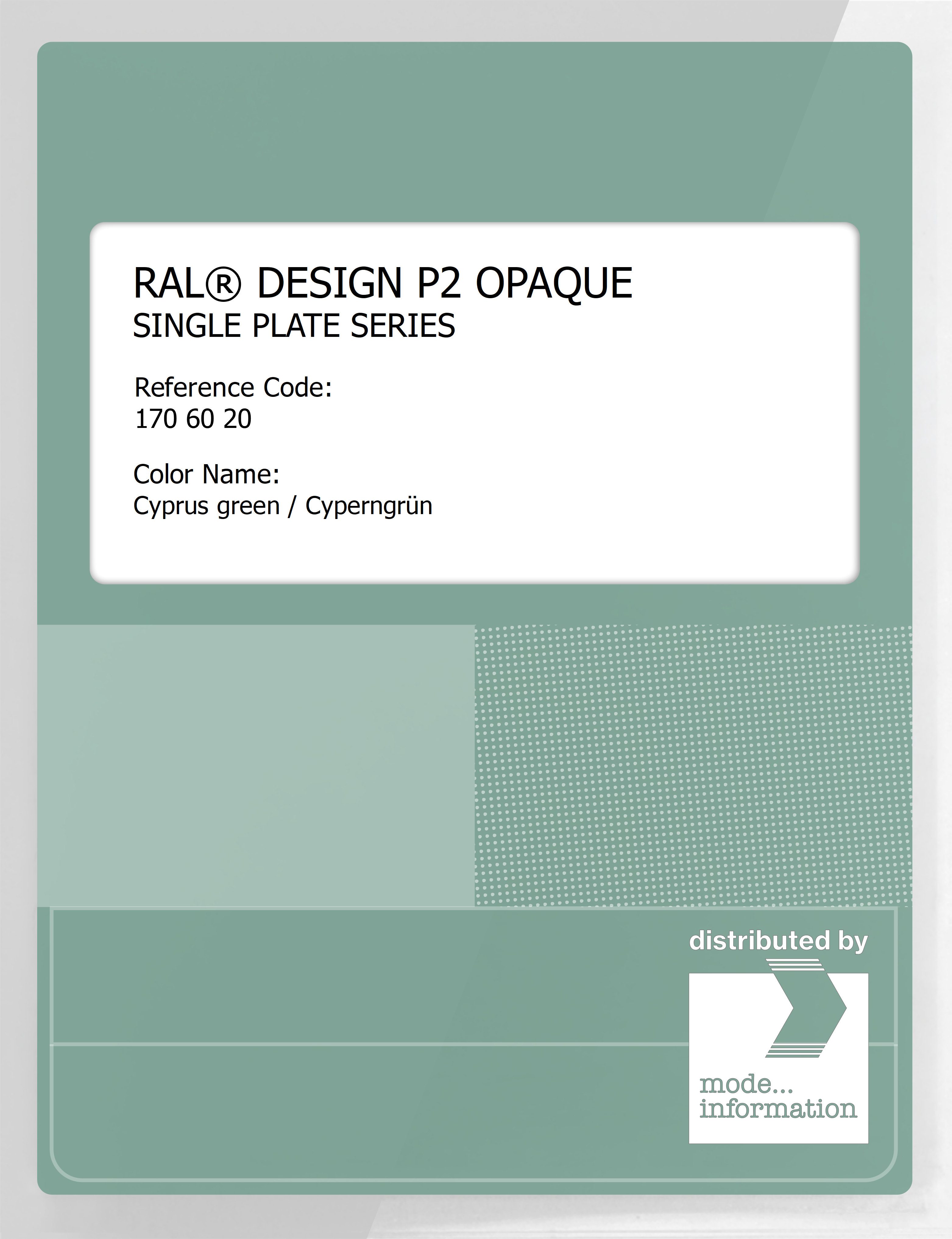 Artikelbild 1 des Artikels “RAL® PLASTICS P2 OPAQUE SINGLE PLATE 170 60 20 Cyprus green / Cyperngrün “