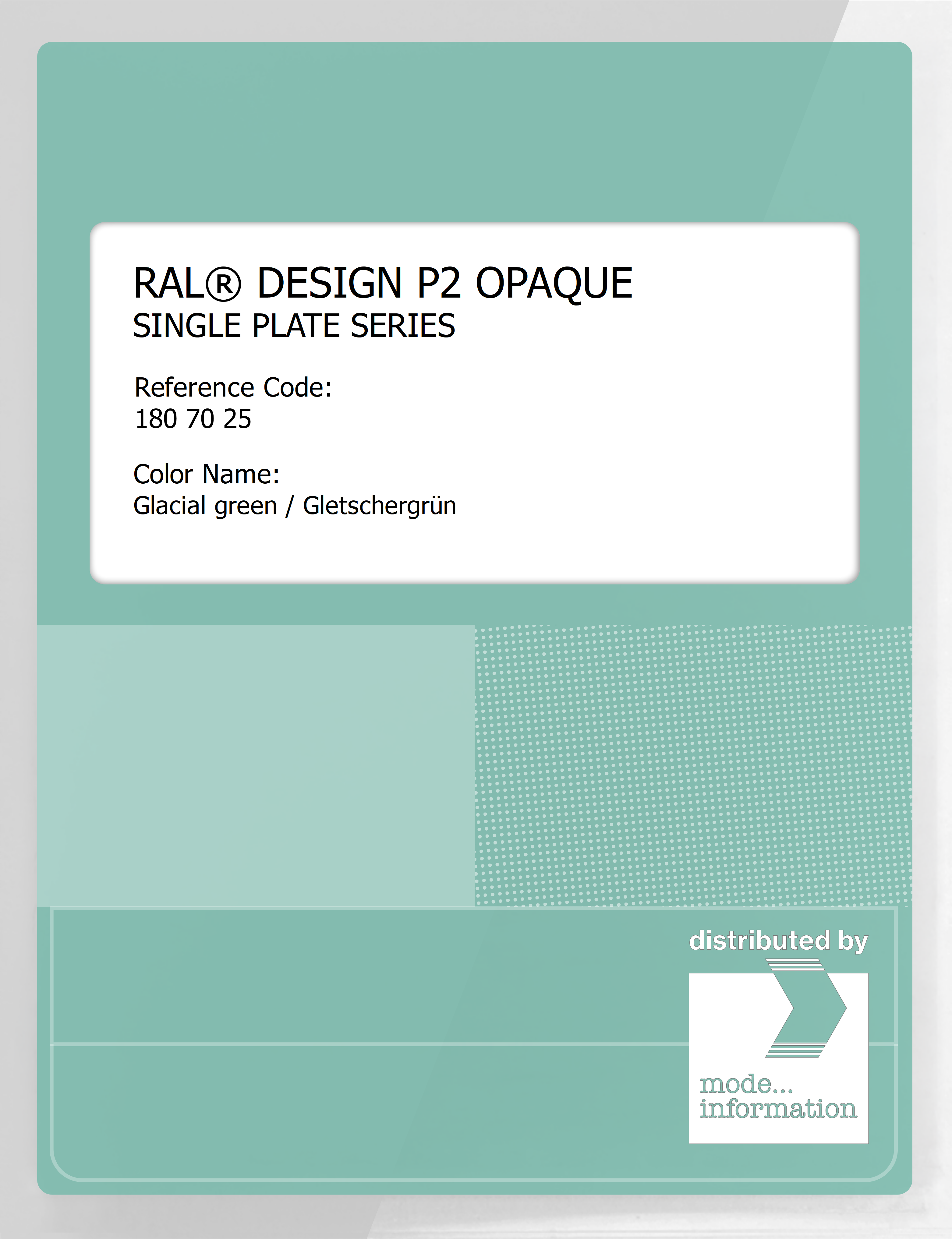Artikelbild 1 des Artikels “RAL® PLASTICS P2 OPAQUE SINGLE PLATE 180 70 25 Glacial green / Gletschergrün “