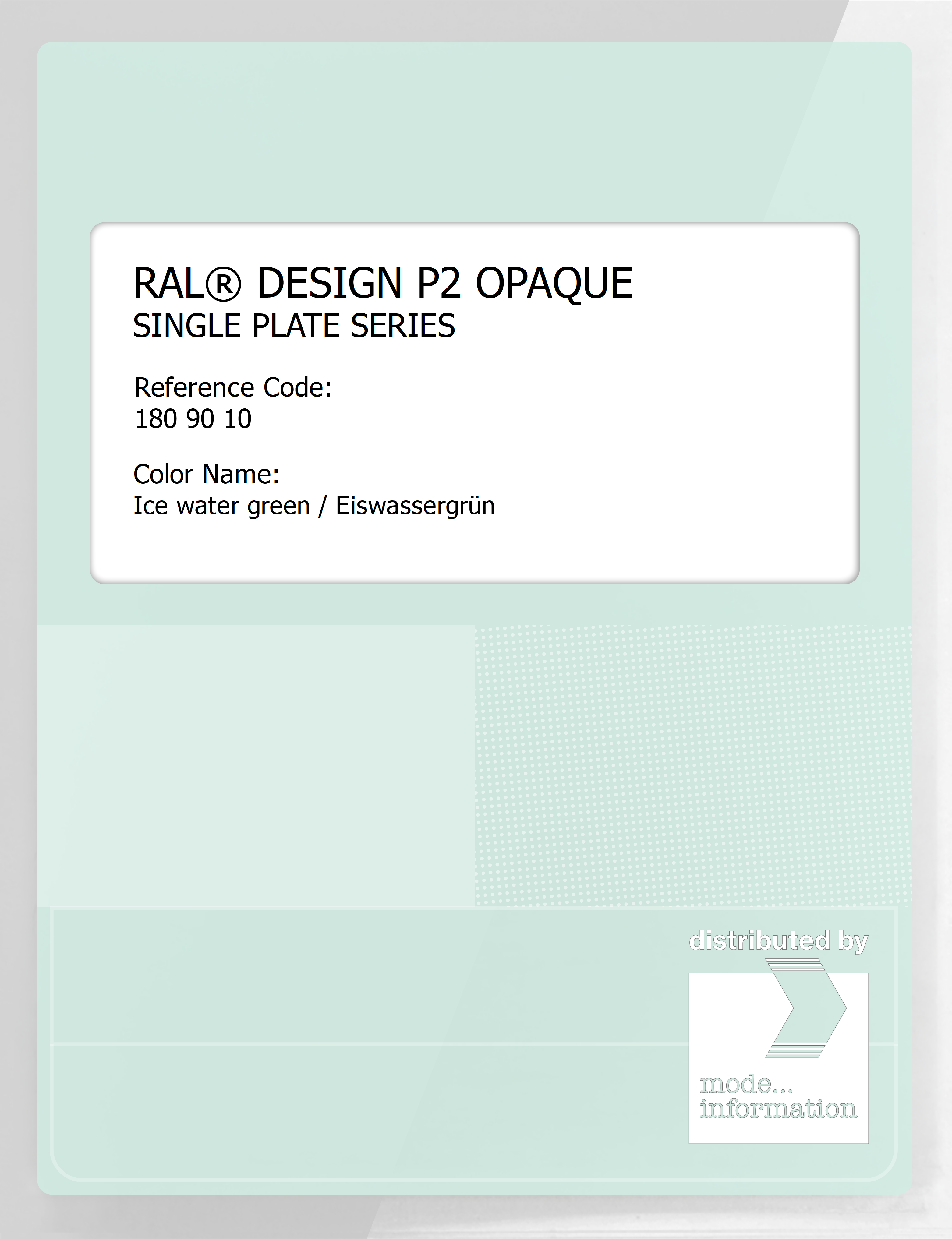 Artikelbild 1 des Artikels “RAL® PLASTICS P2 OPAQUE SINGLE PLATE 180 90 10 Ice water green / Eiswassergrün “