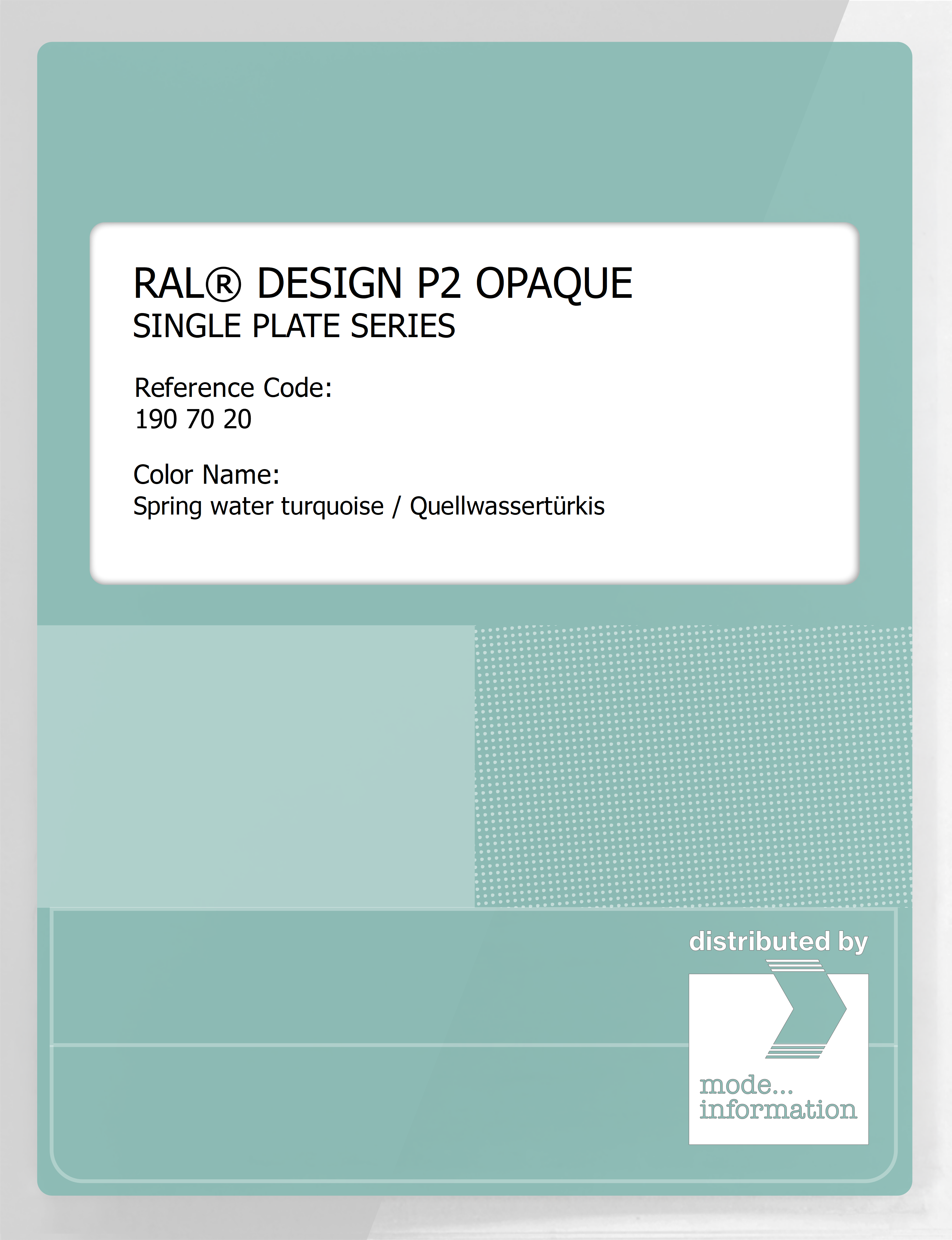 Artikelbild 1 des Artikels “RAL® PLASTICS P2 OPAQUE SINGLE PLATE 190 70 20 Spring water turquoise / Quellwassertürkis “