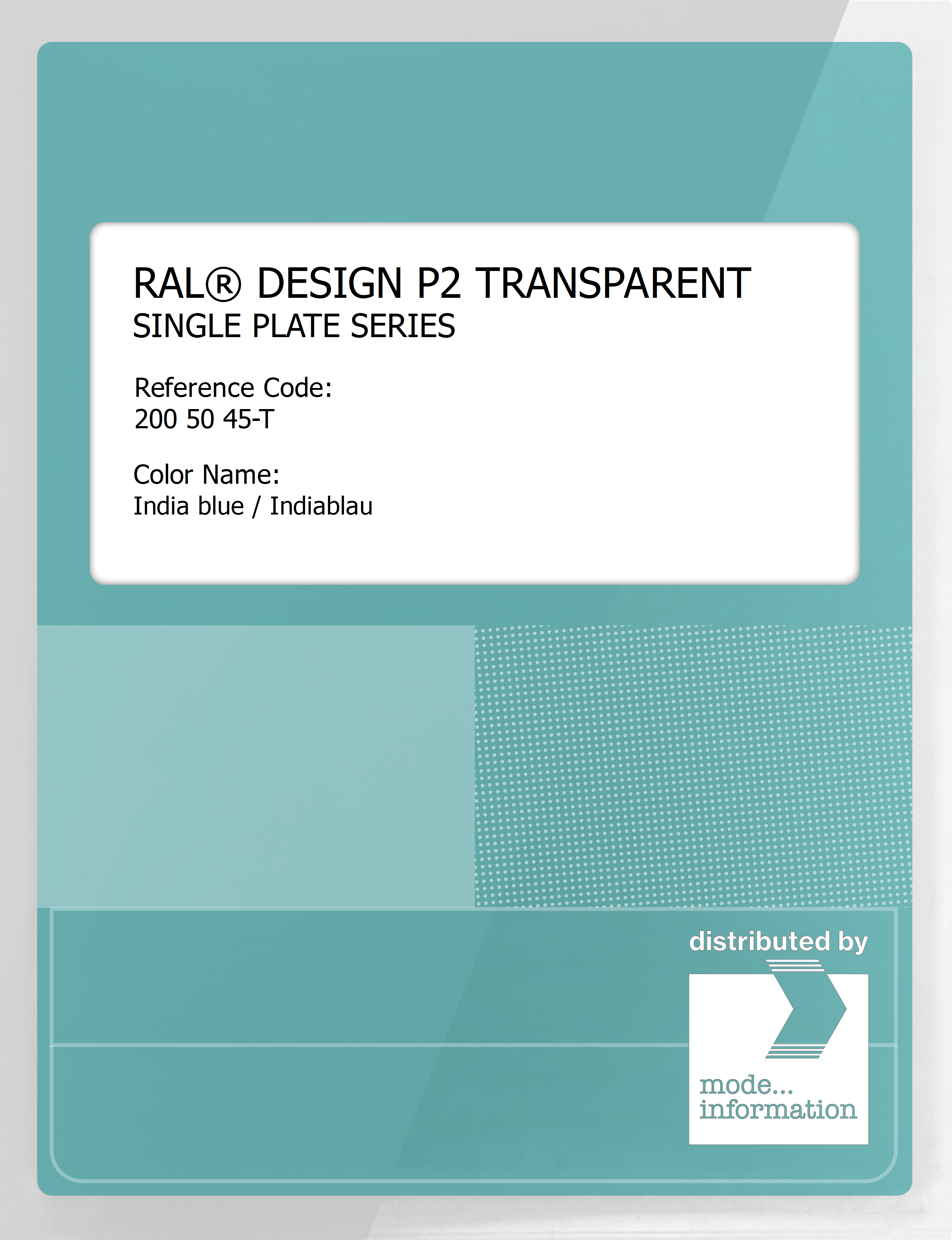 Artikelbild 1 des Artikels “RAL® PLASTICS P2 OPAQUE SINGLE PLATE 200 50 45 TRANSPARENT India blue / Indiablau “