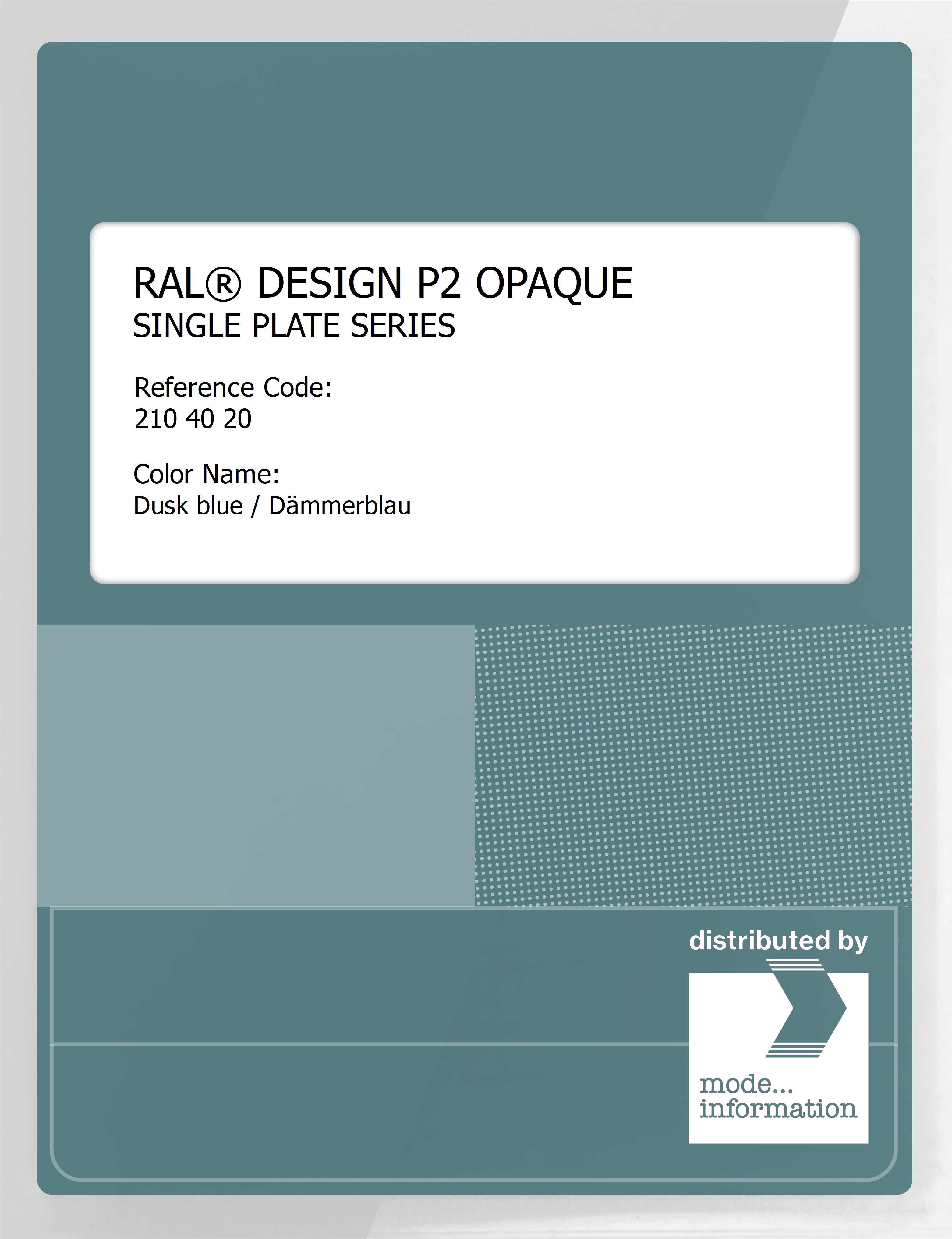 Product image 1 of the product “RAL® PLASTICS P2 OPAQUE SINGLE PLATE 210 40 20 Dusk blue / Dämmerblau ”