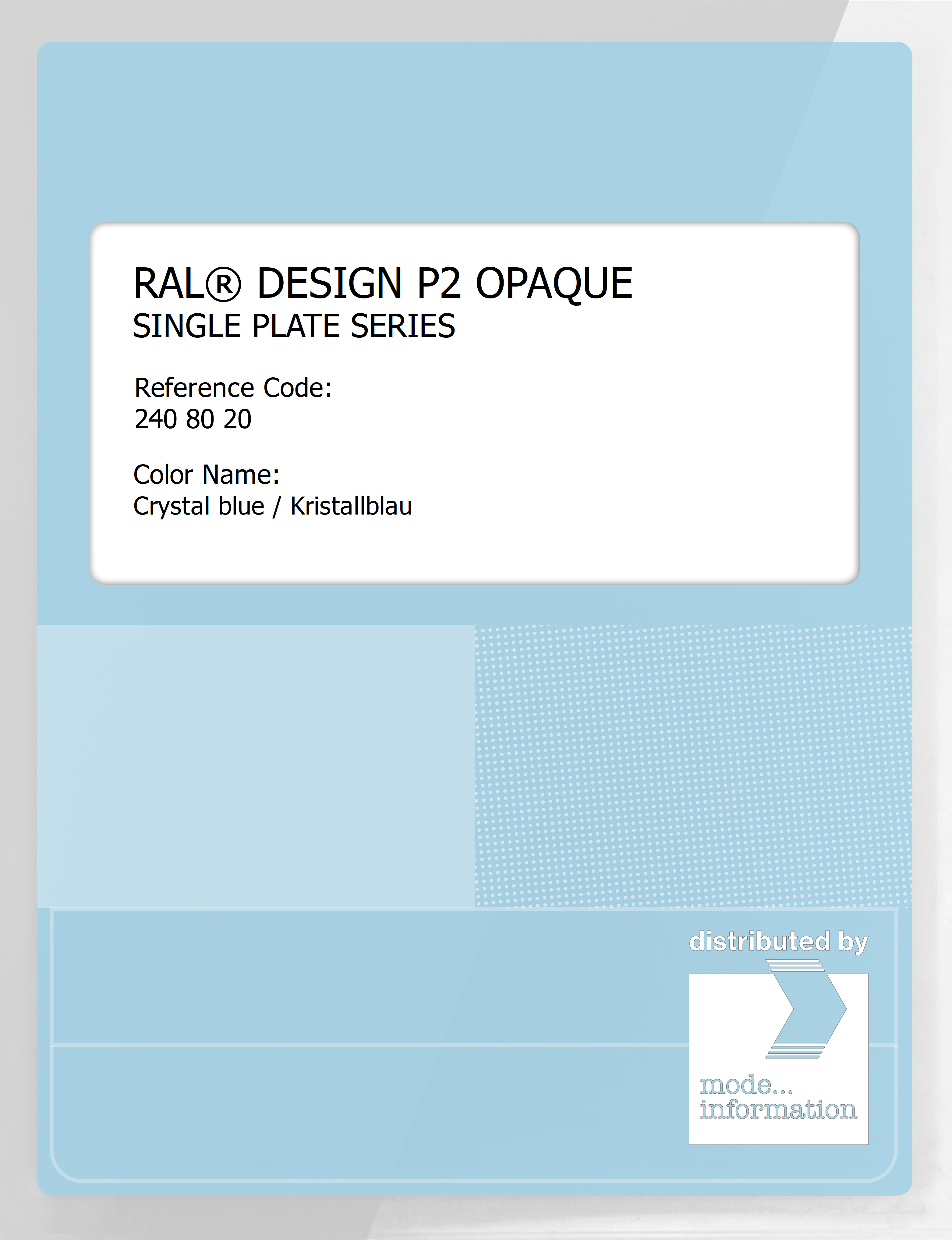 Artikelbild 1 des Artikels “RAL® PLASTICS P2 OPAQUE SINGLE PLATE 240 80 20 Crystal blue / Kristallblau “