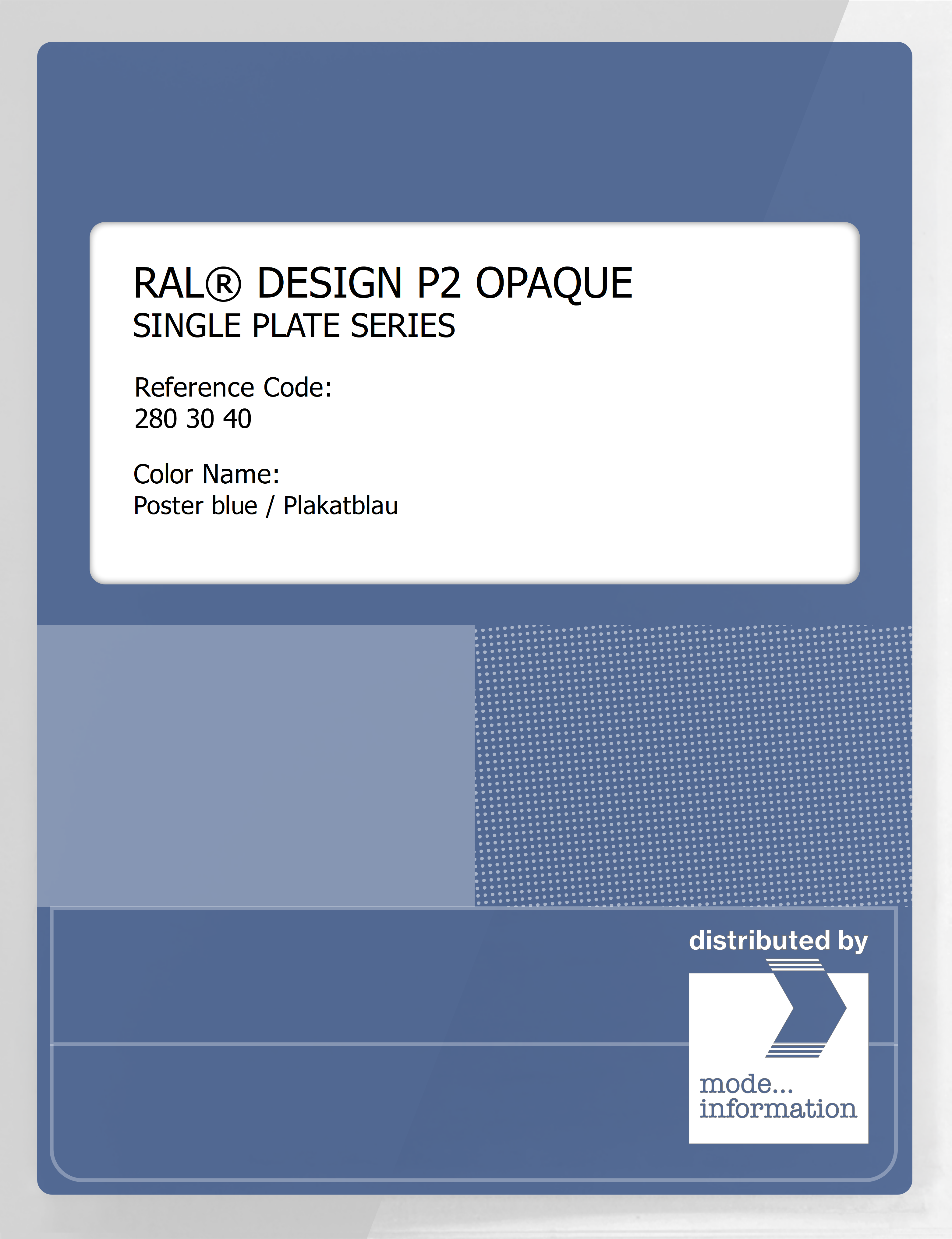 Artikelbild 1 des Artikels “RAL® PLASTICS P2 OPAQUE SINGLE PLATE 280 30 40 Poster blue / Plakatblau “