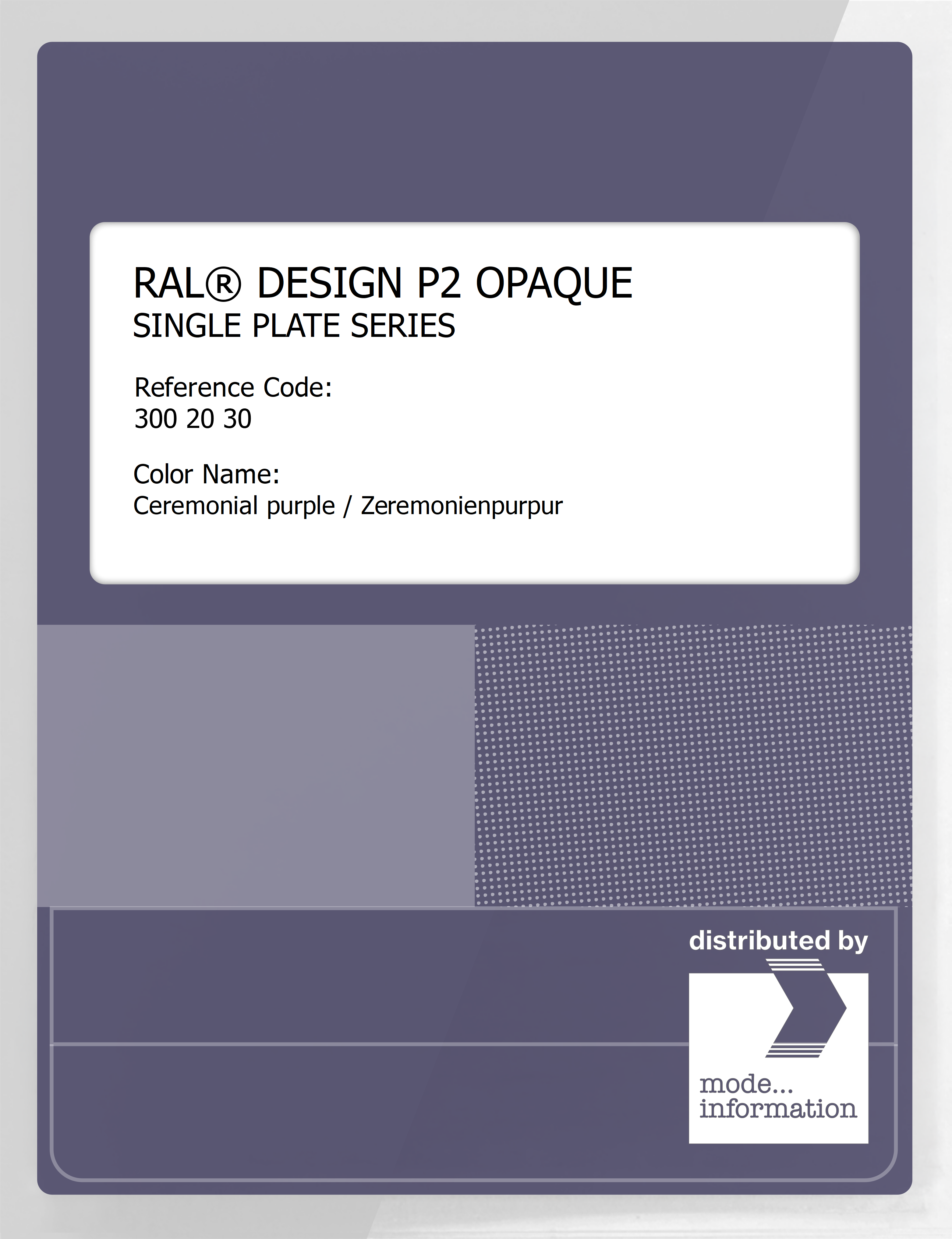 Artikelbild 1 des Artikels “RAL® PLASTICS P2 OPAQUE SINGLE PLATE 300 20 30 Ceremonial purple / Zeremonienpurpur “