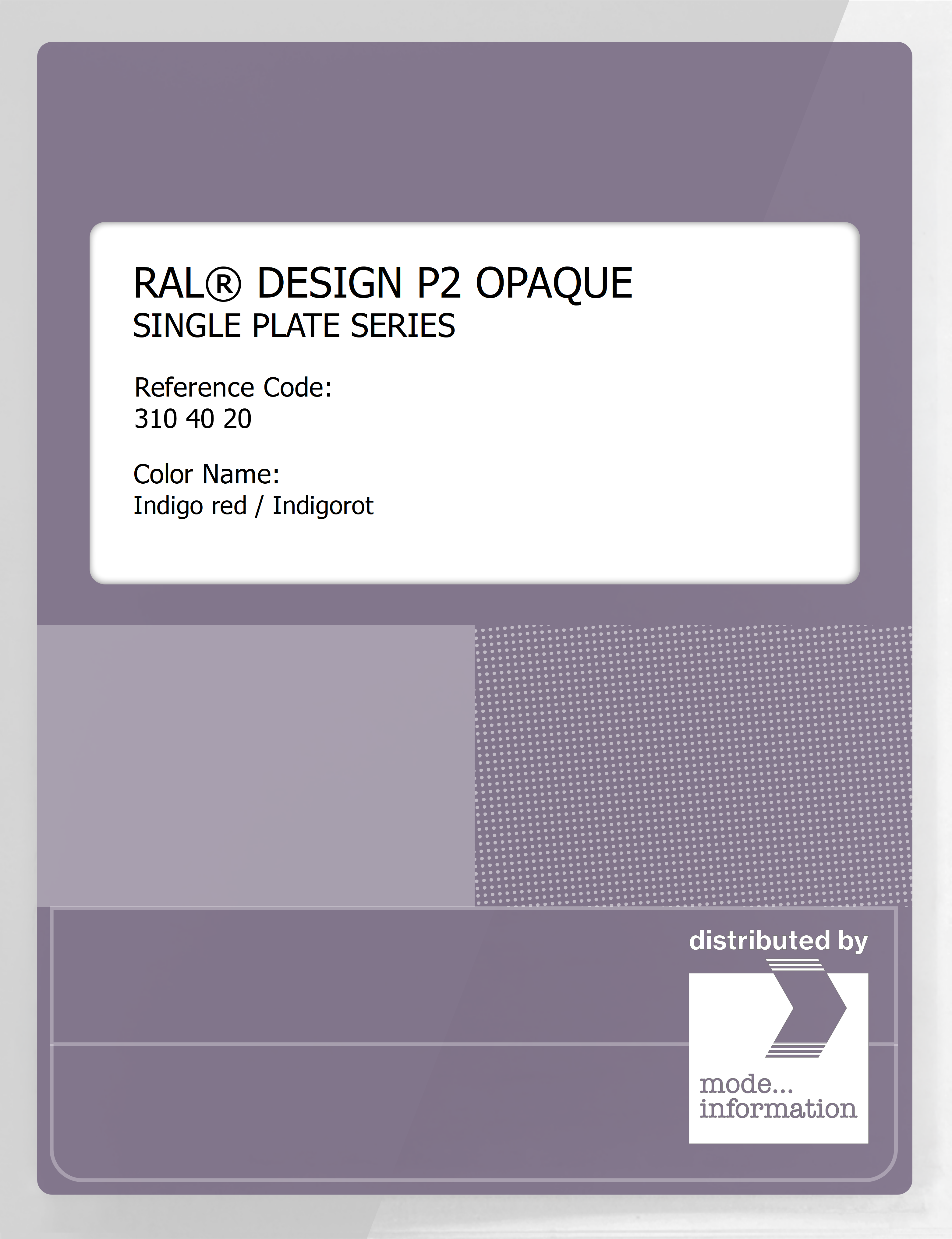 Artikelbild 1 des Artikels “RAL® PLASTICS P2 OPAQUE SINGLE PLATE 310 40 20 Indigo red / Indigorot “