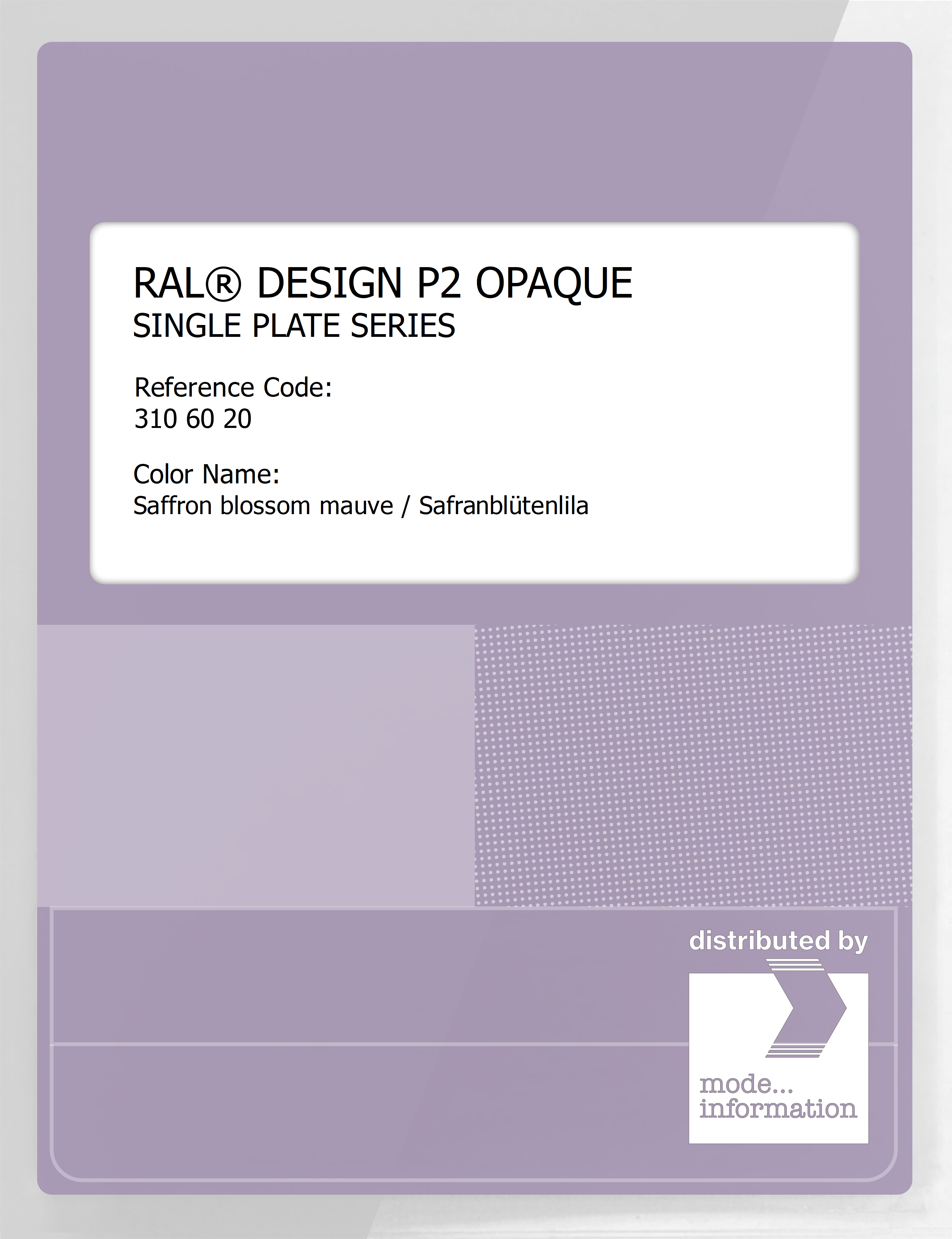 Artikelbild 1 des Artikels “RAL® PLASTICS P2 OPAQUE SINGLE PLATE 310 60 20 Saffron blossom mauve / Safranblütenlila “