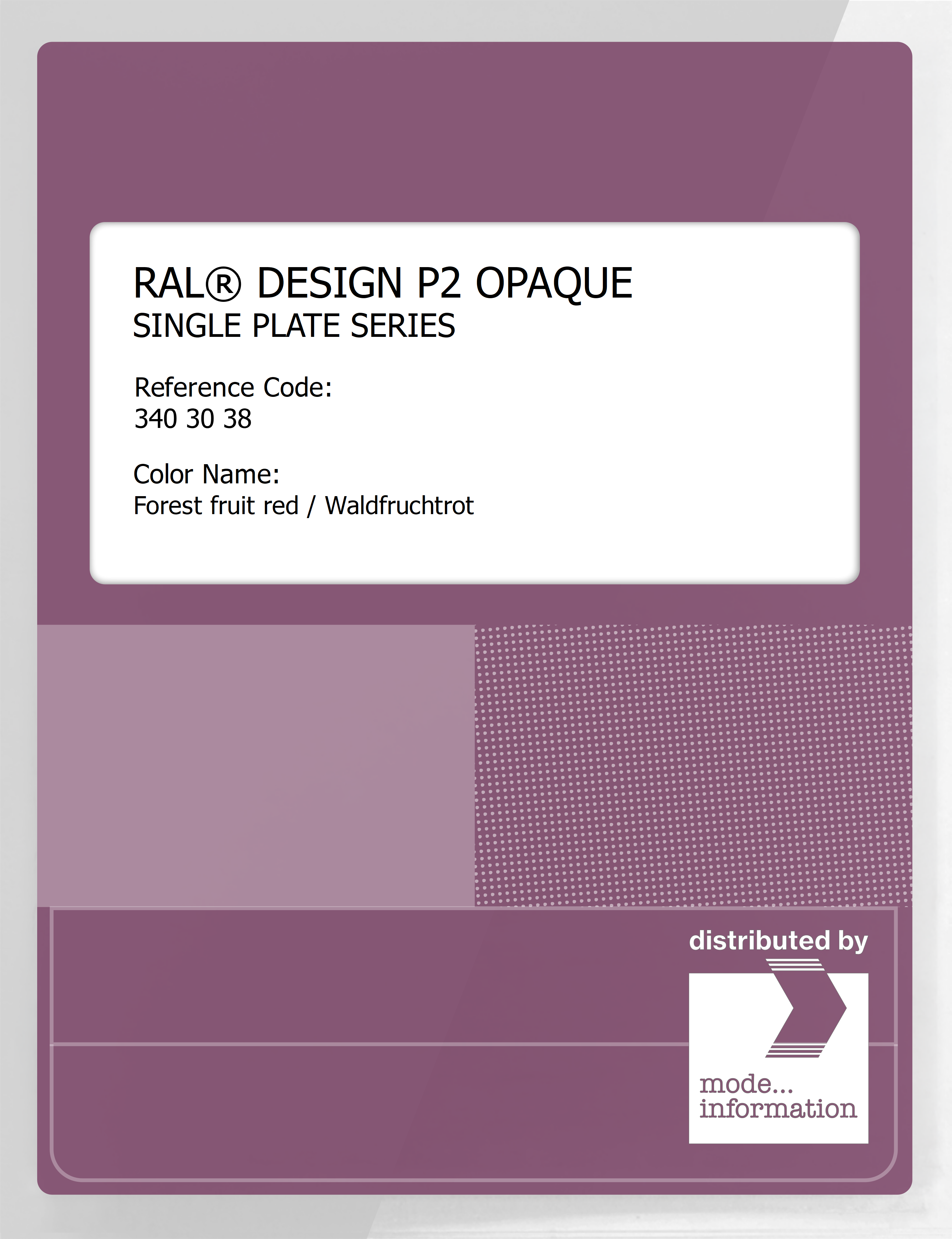 Artikelbild 1 des Artikels “RAL® PLASTICS P2 OPAQUE SINGLE PLATE 340 30 38 Forest fruit red / Waldfruchtrot “