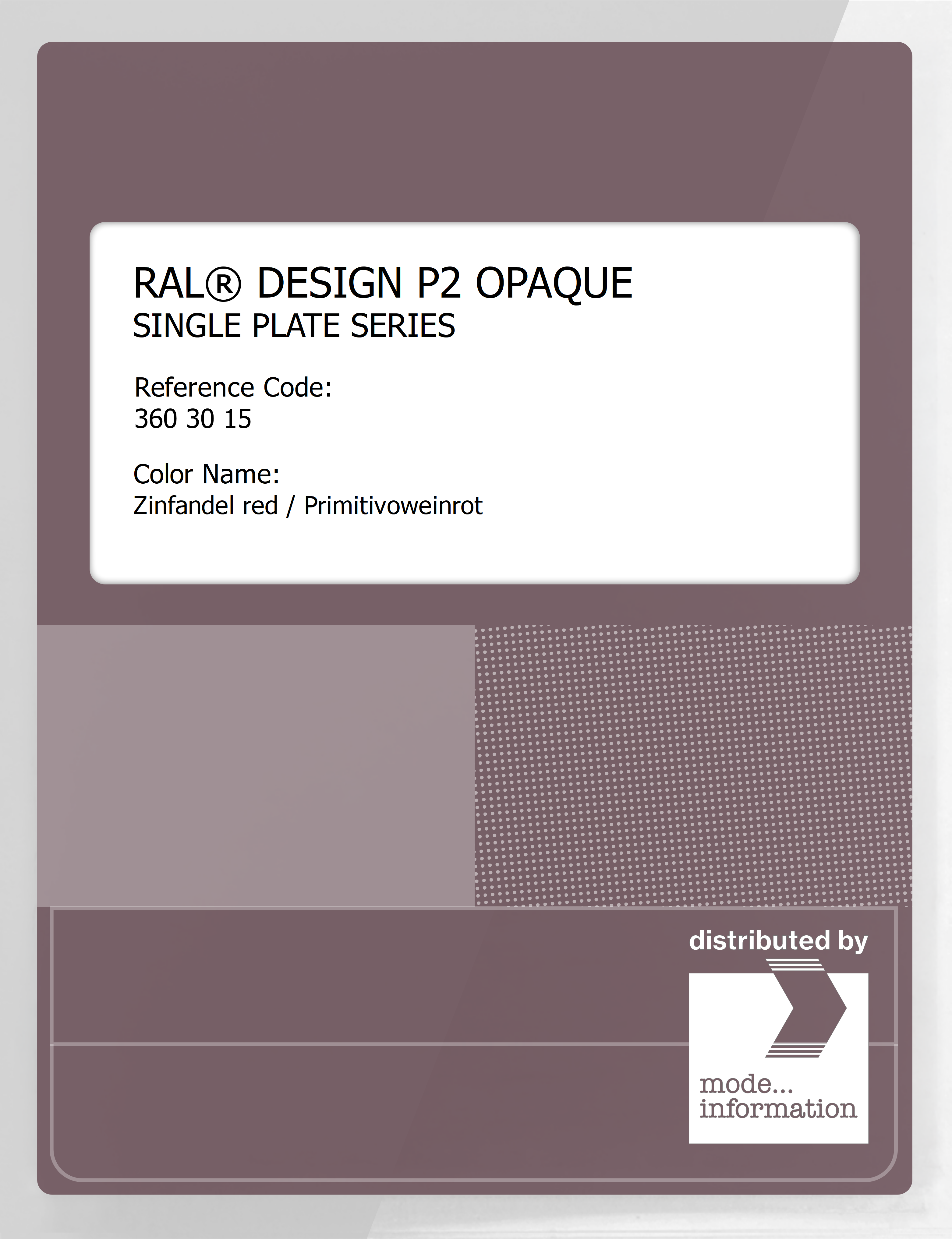 Product image 1 of the product “RAL® PLASTICS P2 OPAQUE SINGLE PLATE 360 30 15 Zinfandel red / Primitivoweinrot ”