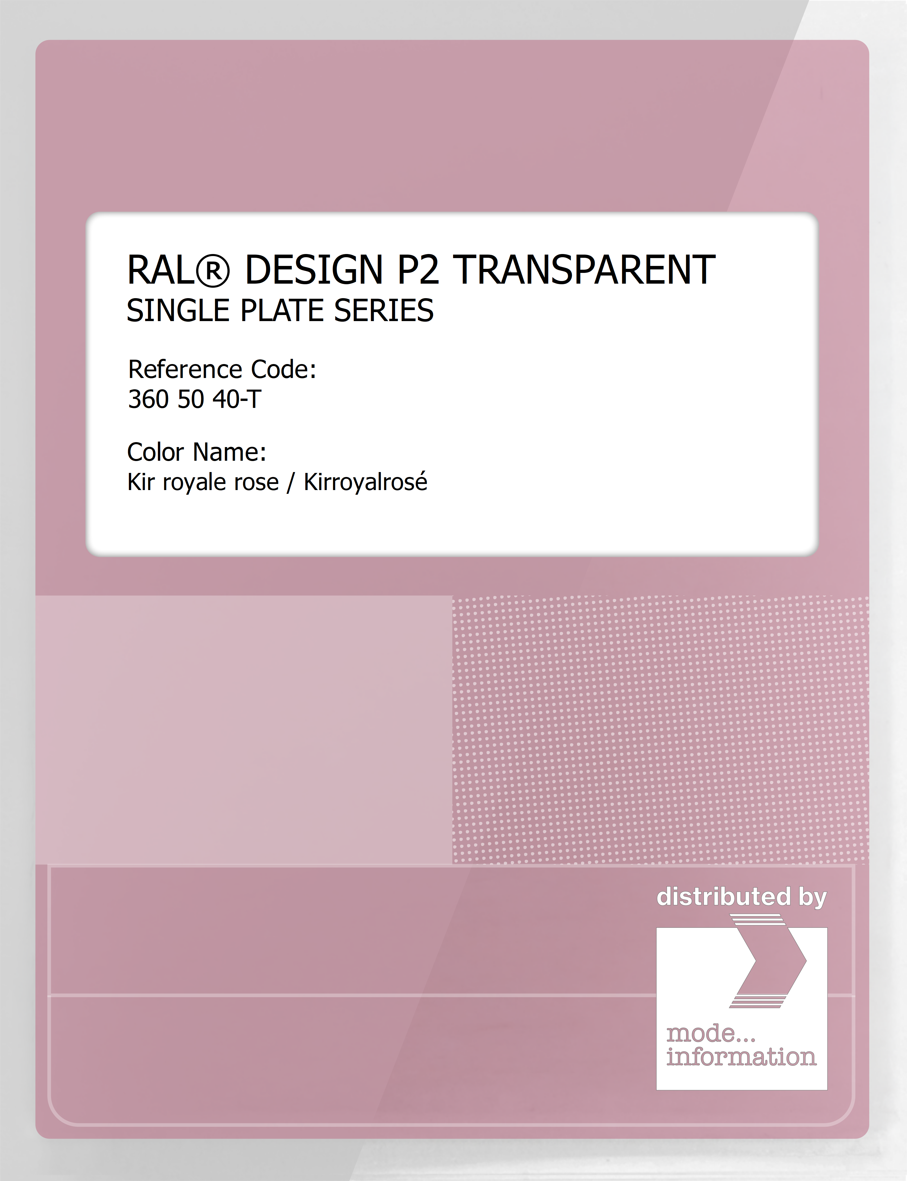 Artikelbild 1 des Artikels “RAL® PLASTICS P2 OPAQUE SINGLE PLATE 360 50 40 TRANSPARENT Kir royale rose / Kirroyalrosé “