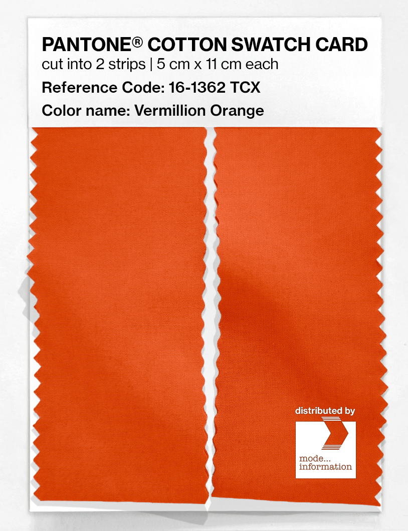 Product image 2 of the product “PANTONE® COTTON SWATCH CARD 16-1362 TCX Vermillion Orange ”