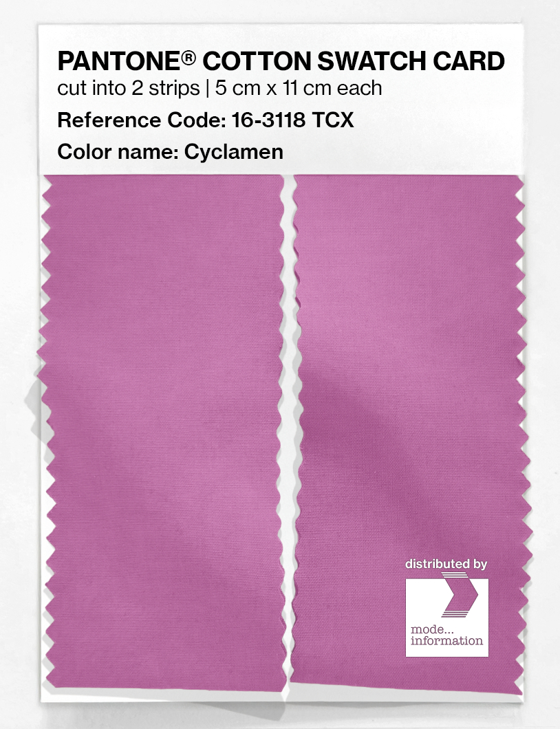 Product image 2 of the product “PANTONE® COTTON SWATCH CARD 16-3118 TCX Cyclamen ”